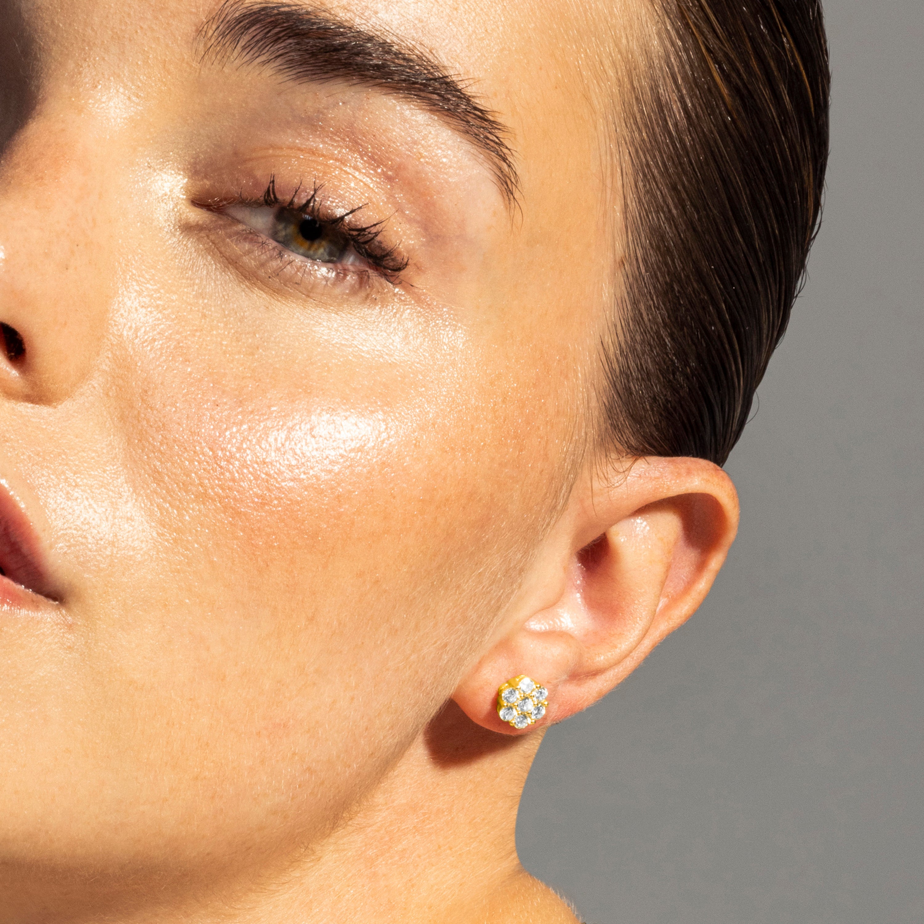 Brincos de Prata de Lei 925 com Zircónia Brilhante acabados em ouro amarelo 18K - Hudur