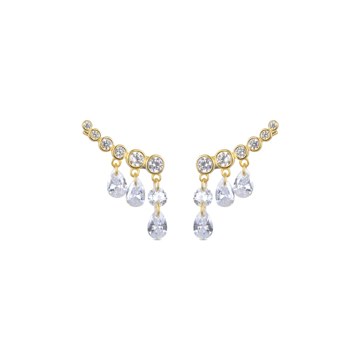Ohrringe aus 925er Sterlingsilber mit glänzenden Zirkonia, vergoldet mit 18K Gelbgold - Cakhi