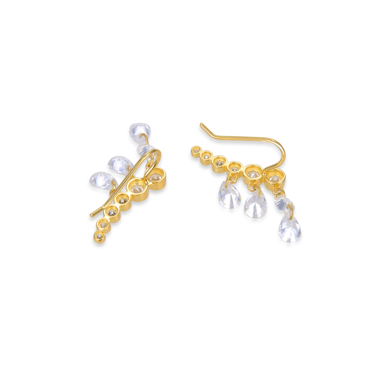Ohrringe aus 925er Sterlingsilber mit glänzenden Zirkonia, vergoldet mit 18K Gelbgold - Cakhi