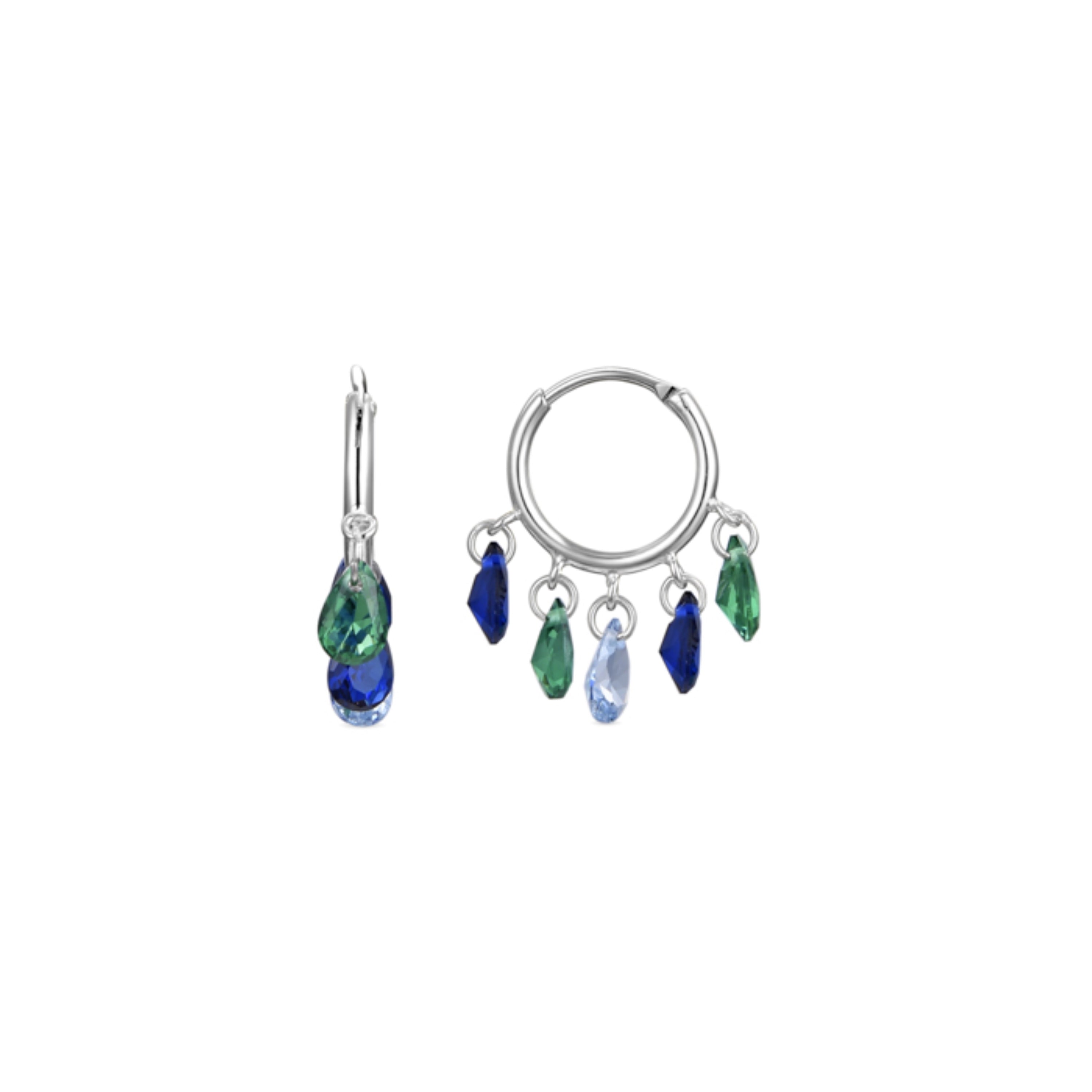 925 Sterling Silver Earrings with Multicolor Zirconia finished in Rhodium - Onxo