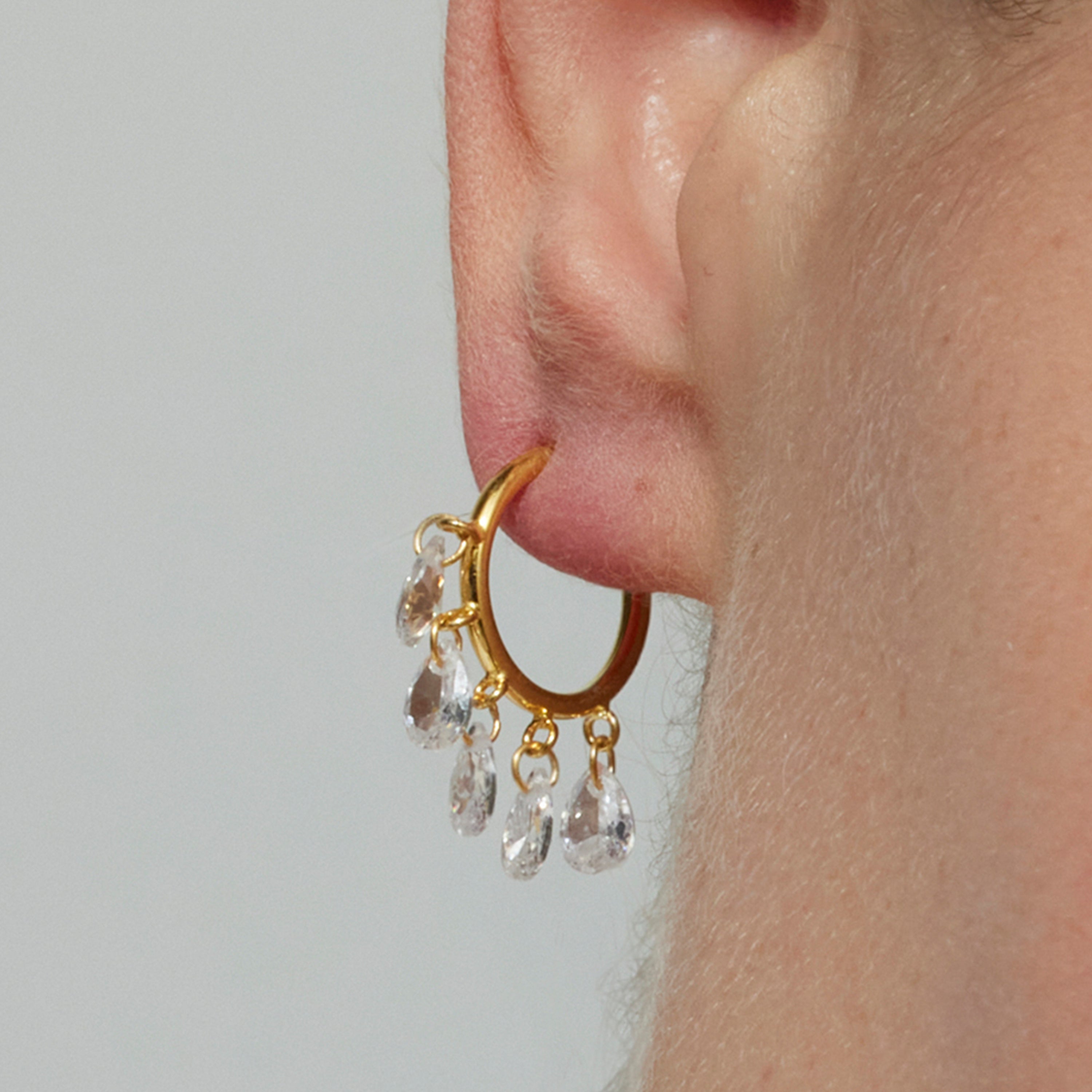 Brincos de Prata de Lei 925 com Zircónia Brilhante acabados em ouro amarelo 18K - Onxo