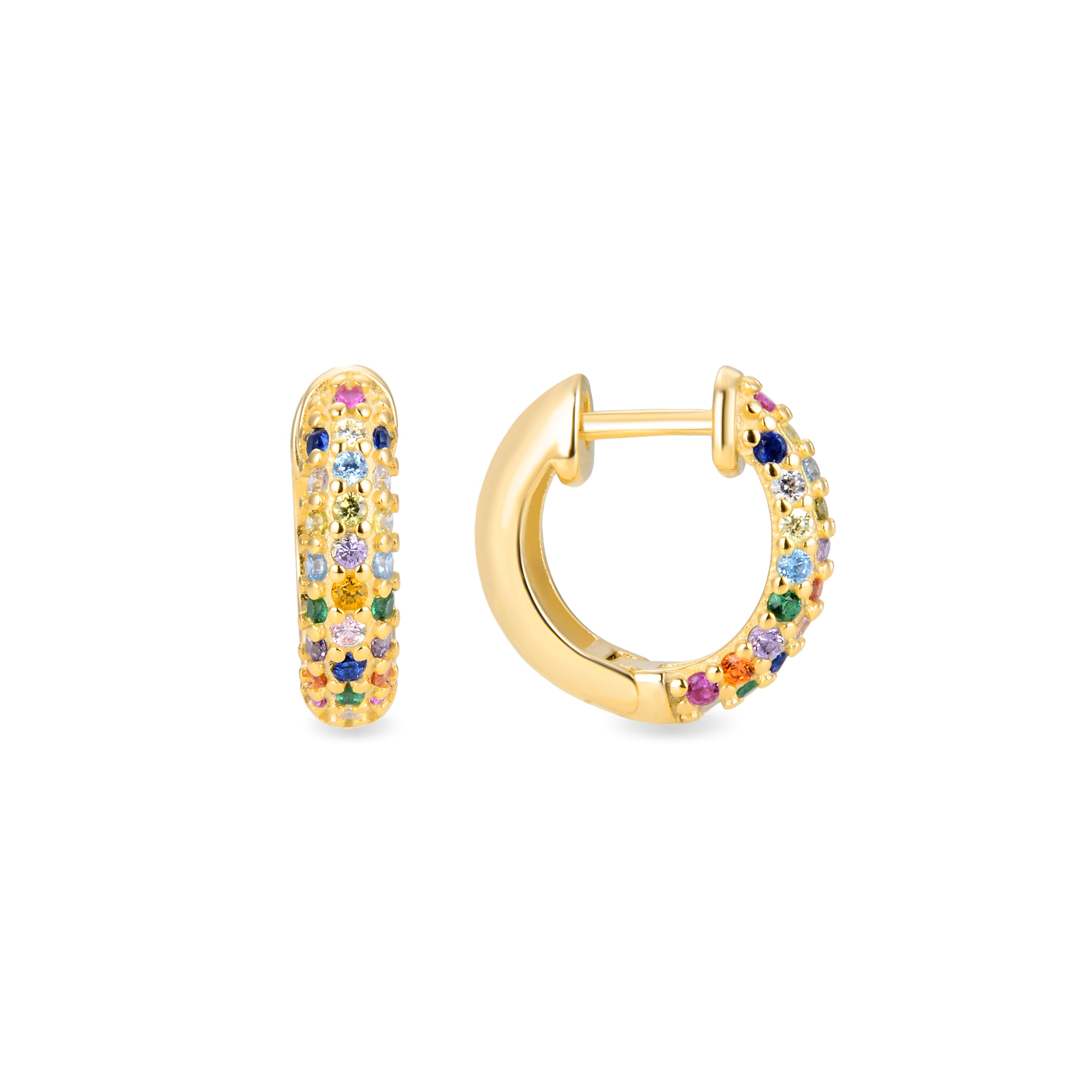 Boucles d'oreilles en argent sterling 925 avec zircon multicolore finition or jaune 18K - Iralda