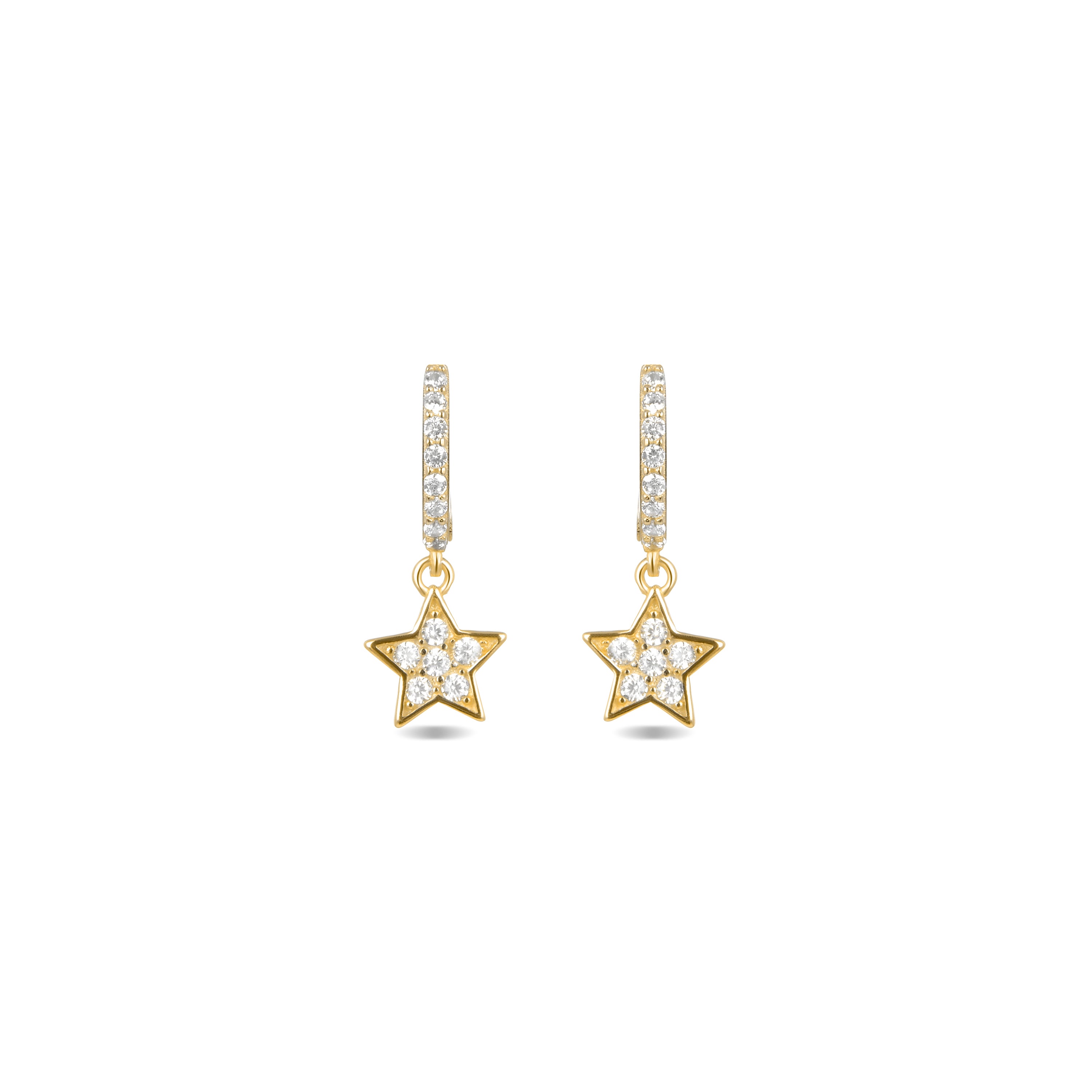 Brincos de Prata de Lei 925 com Zircónia Brilhante acabados em ouro amarelo 18K - Wabak