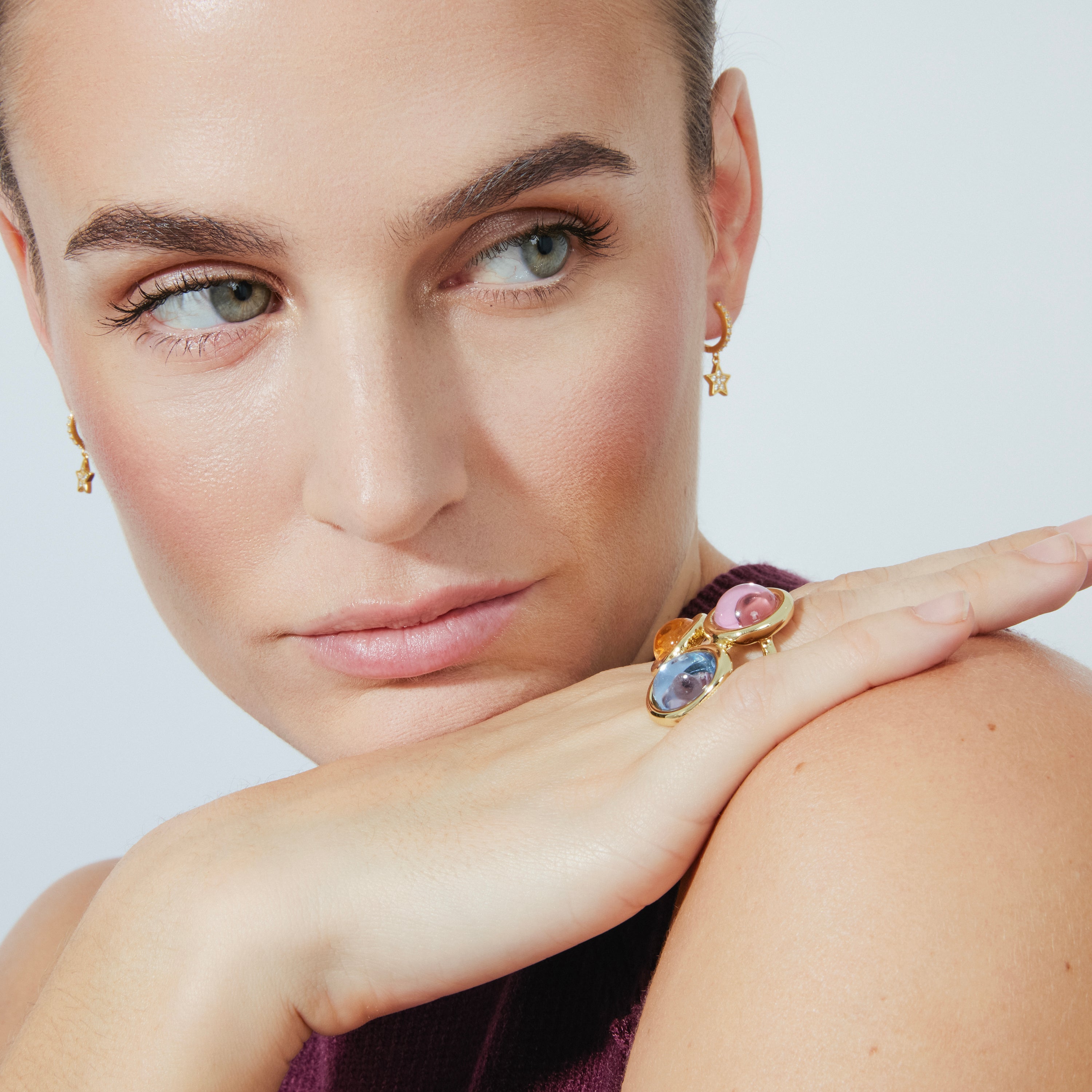 Brincos de Prata de Lei 925 com Zircónia Brilhante acabados em ouro amarelo 18K - Wabak