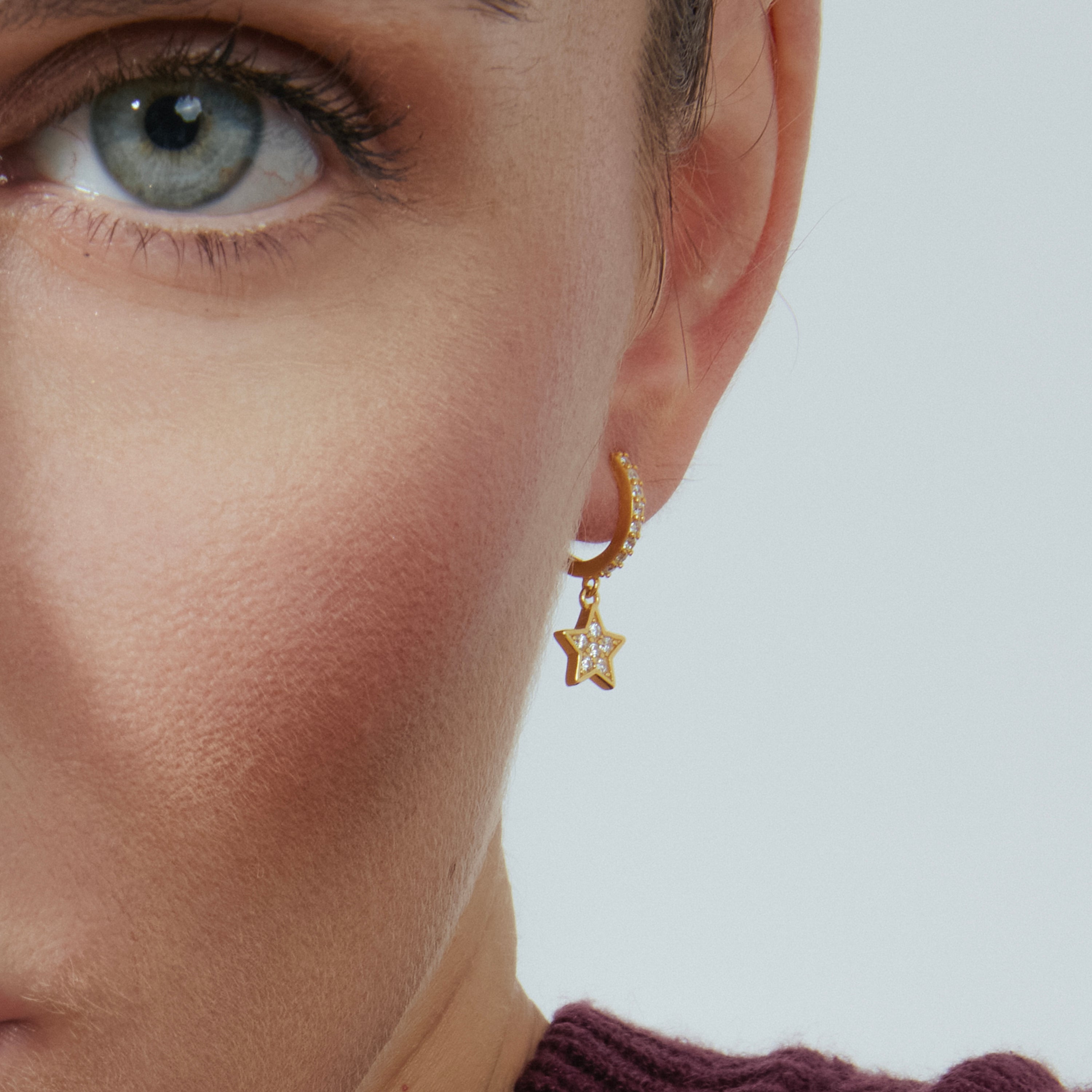 Brincos de Prata de Lei 925 com Zircónia Brilhante acabados em ouro amarelo 18K - Wabak