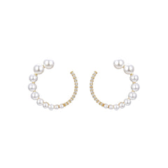 Pendientes de Plata de Ley 925 con Perla Blanca acabados en oro amarillo de 18K - Rymoth