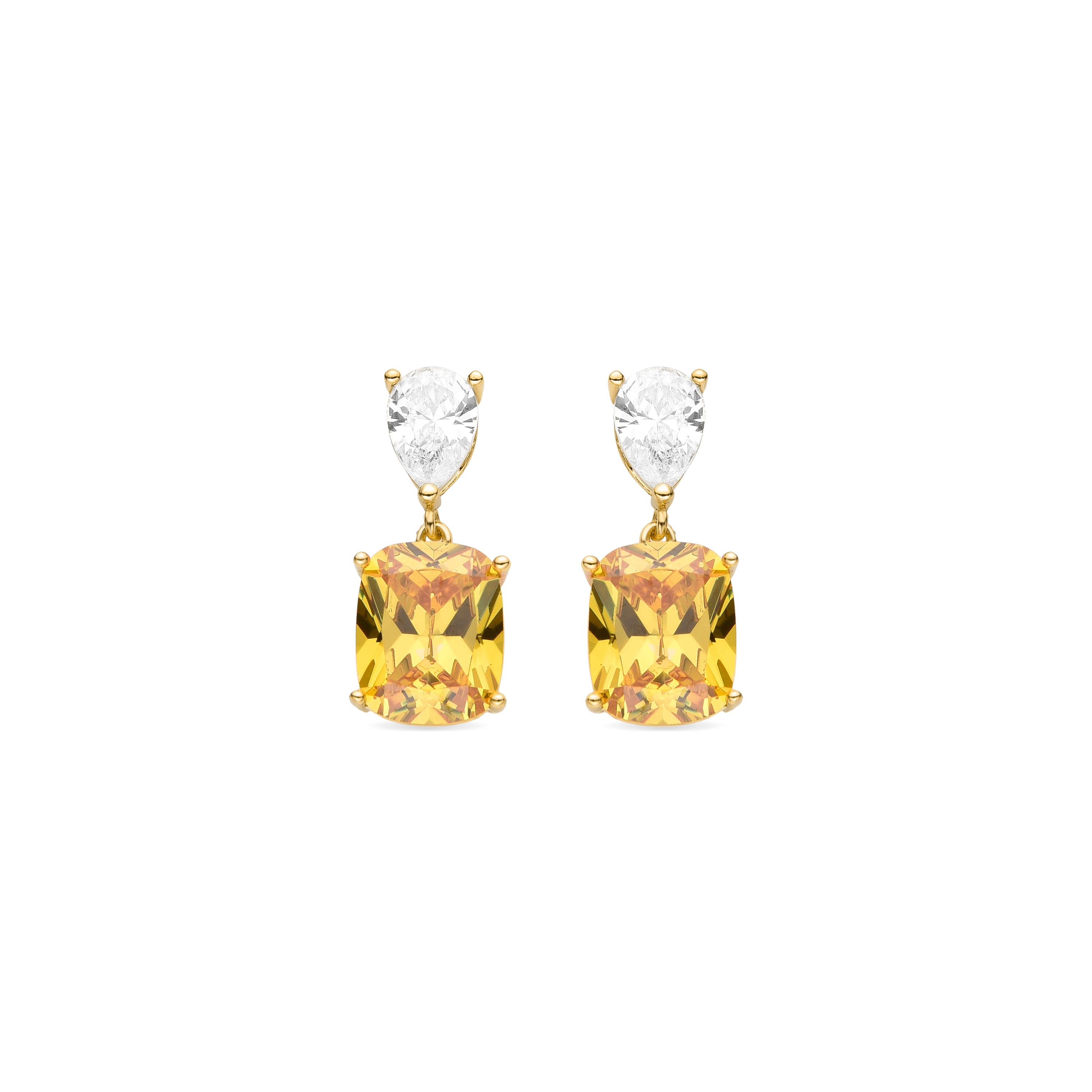 Brincos de Prata de Lei 925 com Padparadscha acabados em ouro amarelo 18K - Himal