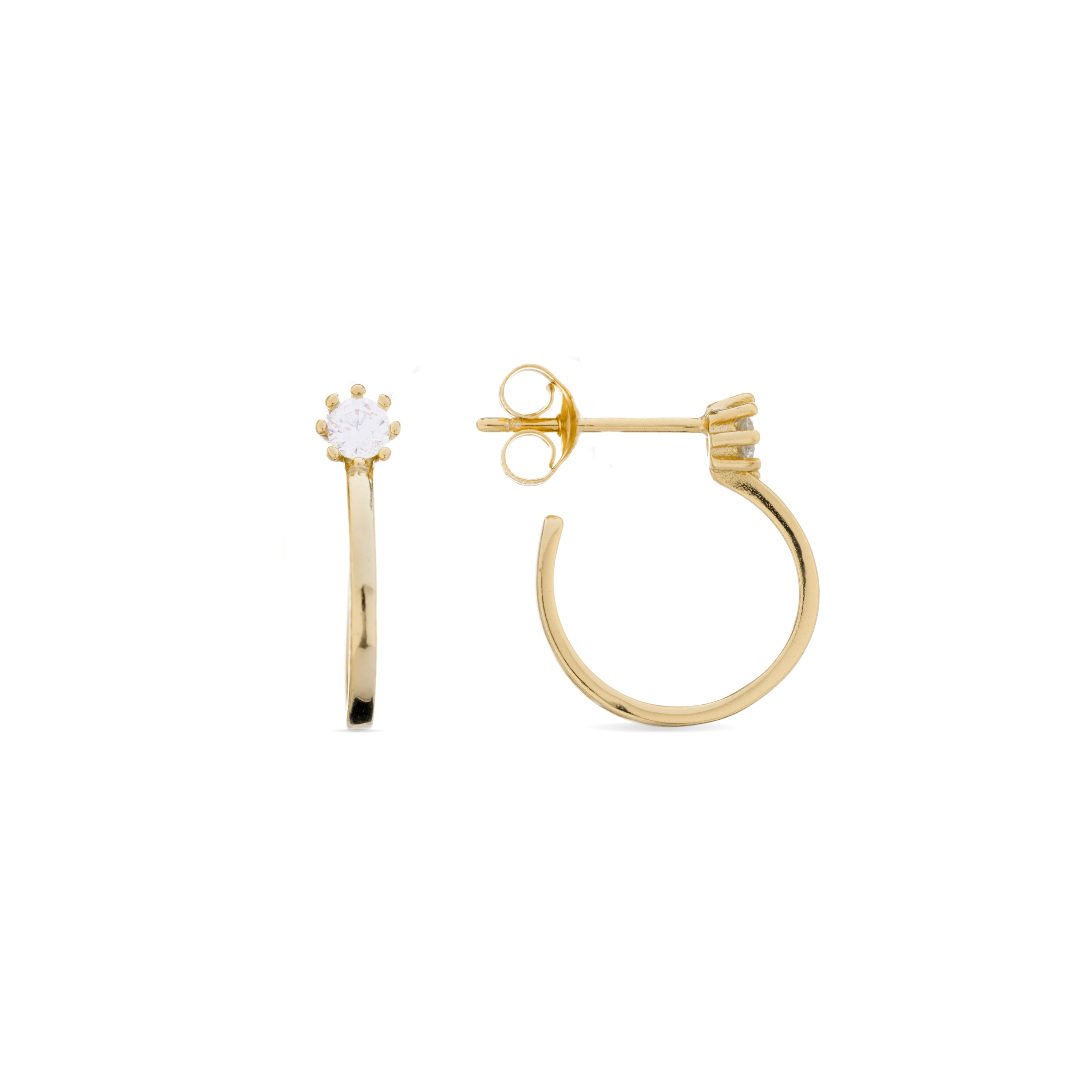 Pendientes de Plata de Ley 925 con Circonita Brillante acabados en oro amarillo 18K - Nazta