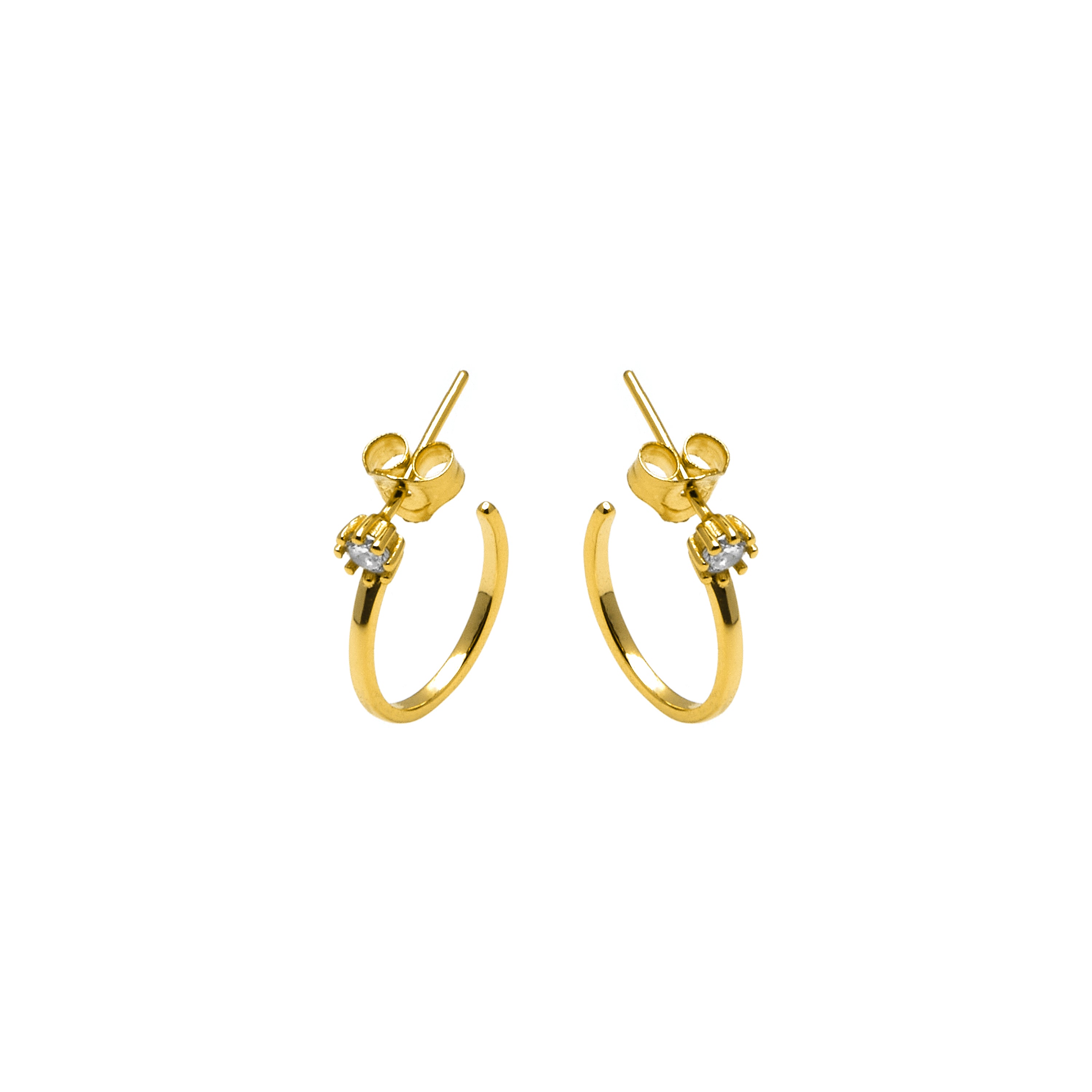 Orecchini in Argento Sterling 925 con Zirconia Brillante finiti in oro giallo 18K - Nazta