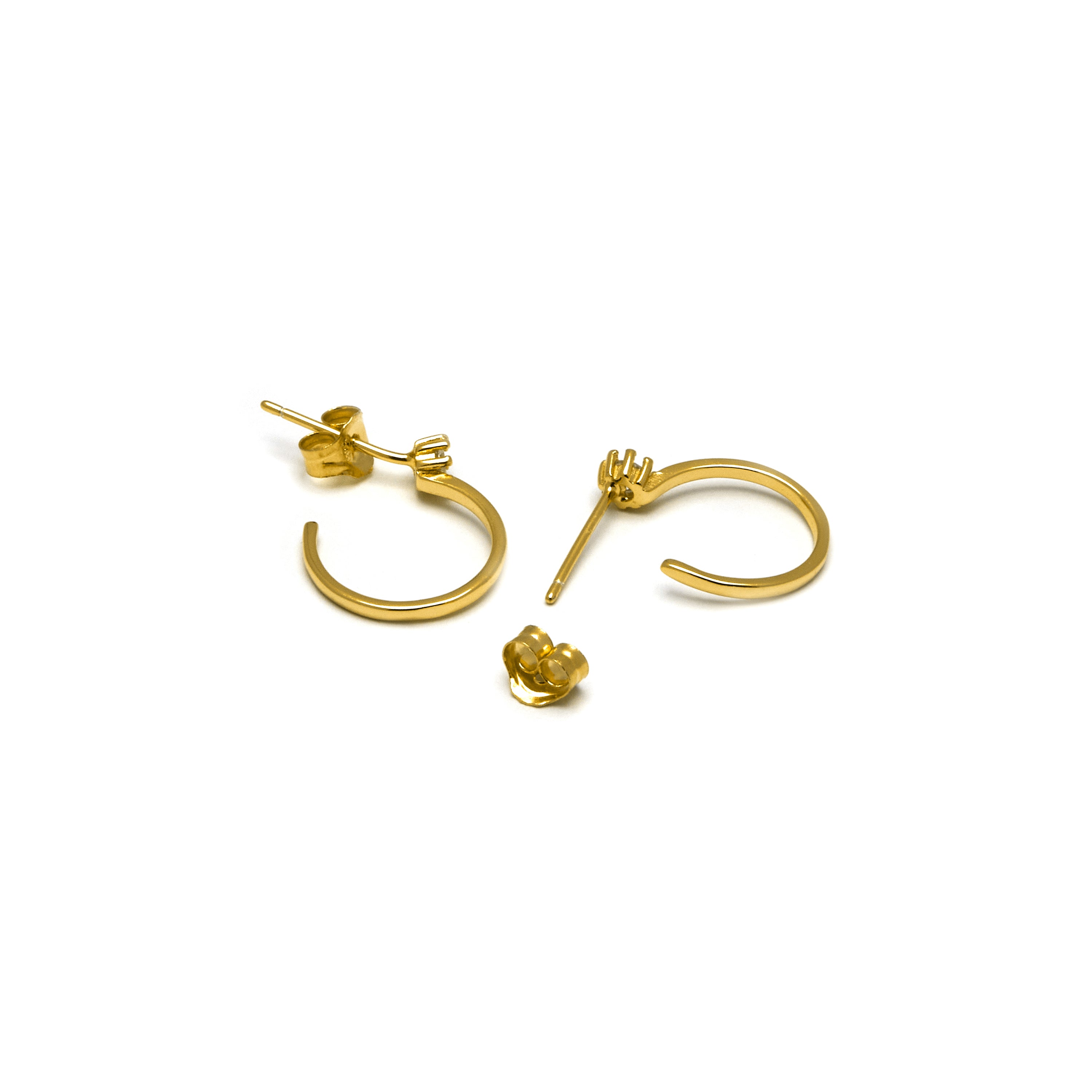 Orecchini in Argento Sterling 925 con Zirconia Brillante finiti in oro giallo 18K - Nazta