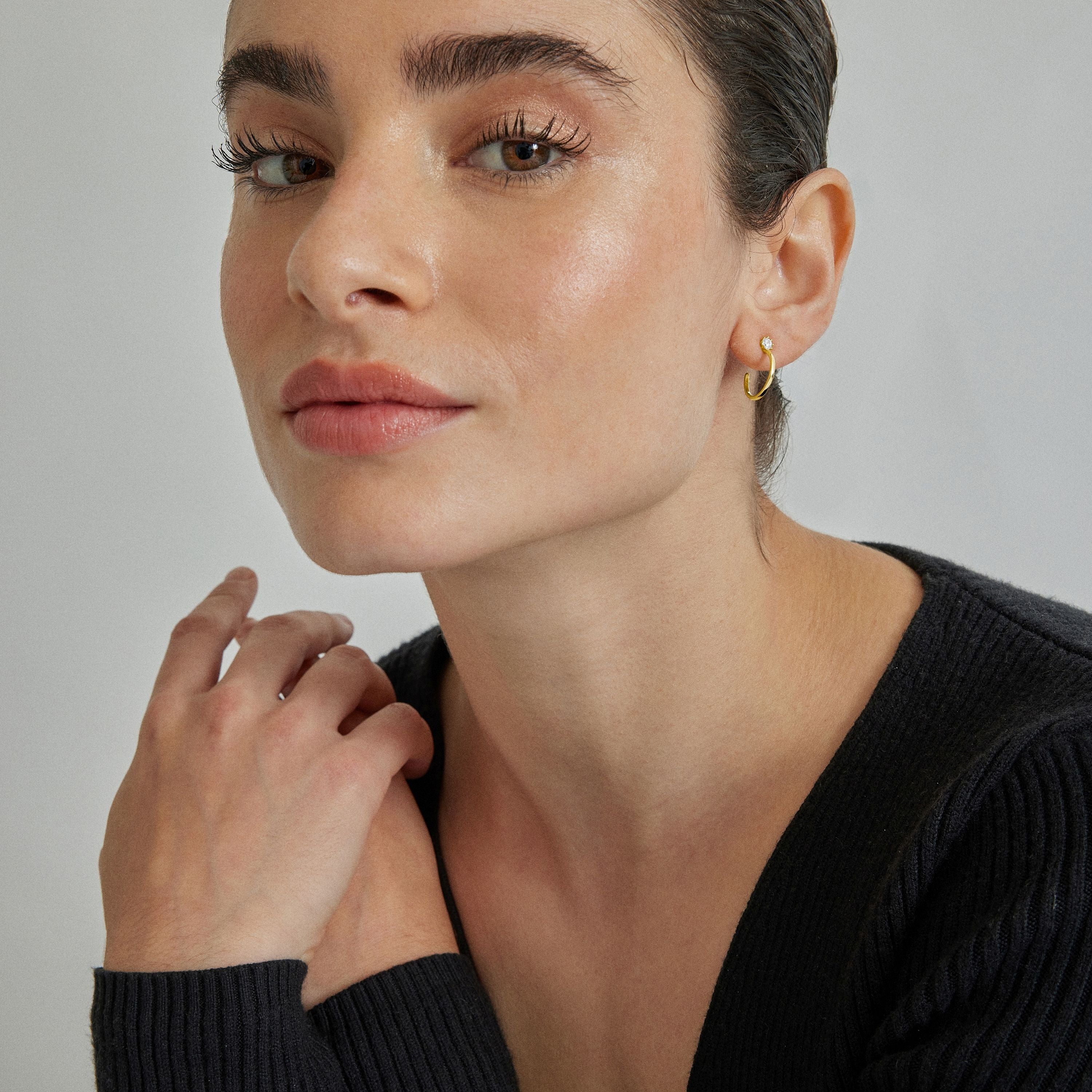 Pendientes de Plata de Ley 925 con Circonita Brillante acabados en oro amarillo 18K - Nazta