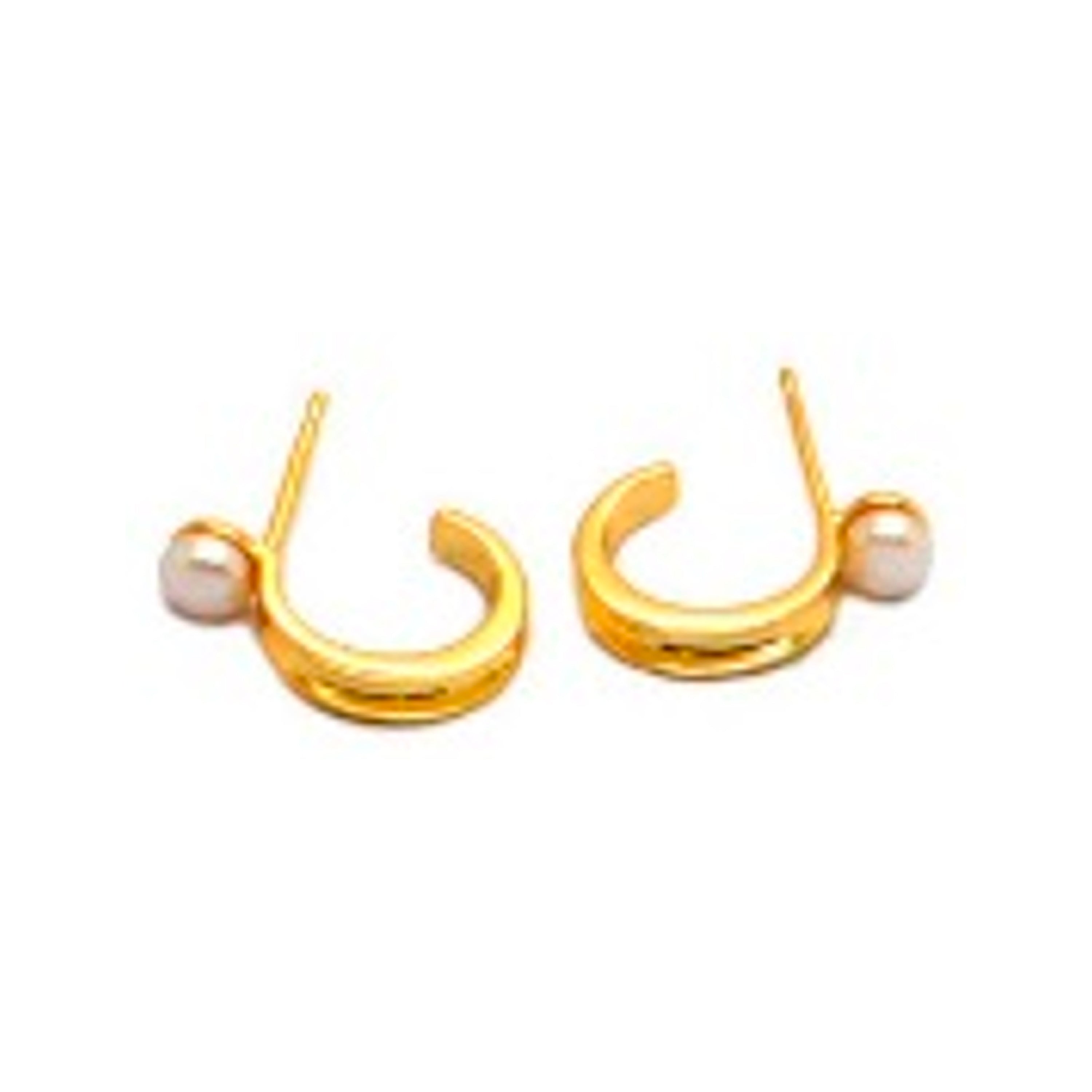 Orecchini in Argento Sterling 925 con Perla Bianca finiti in oro giallo 18K - Nazta