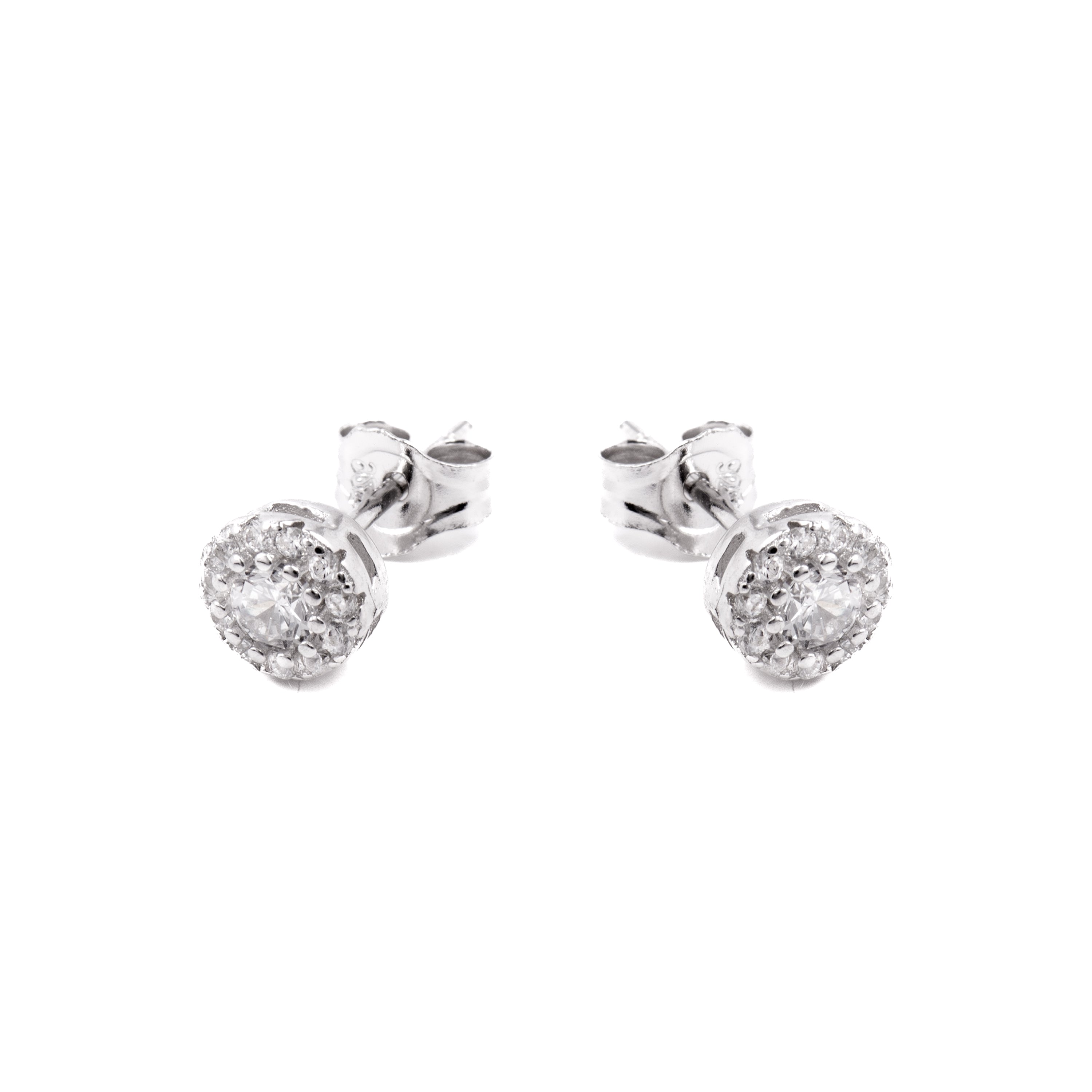 Ohrringe aus 925er Sterlingsilber mit funkelndem Zirkonia, rhodiniert - Thib