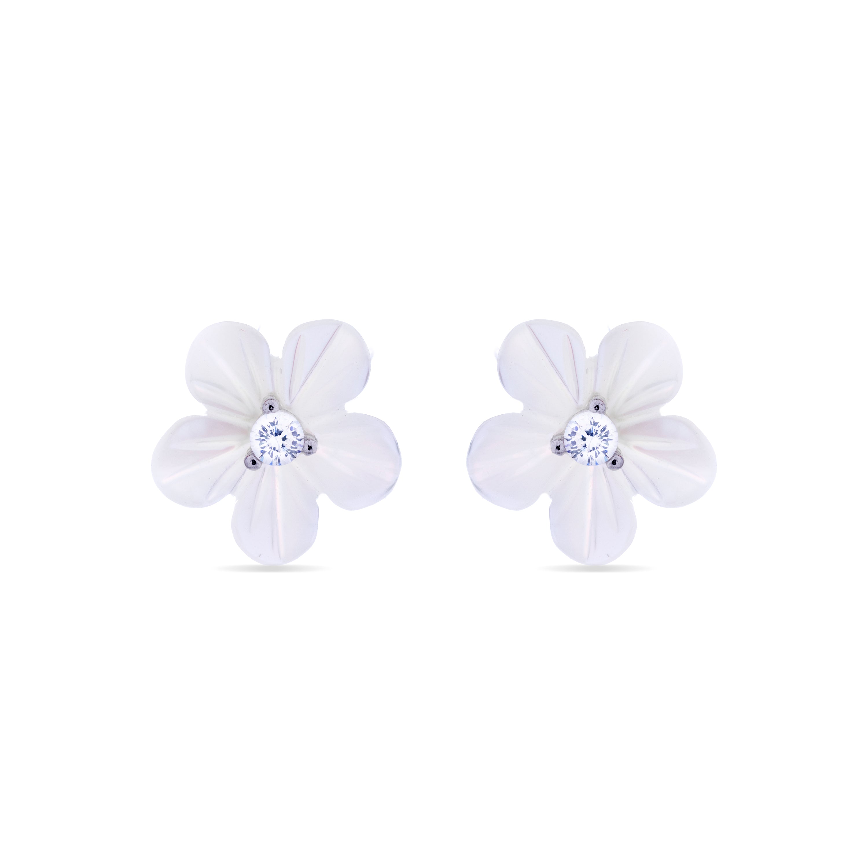 Ohrringe aus 925er Sterlingsilber mit funkelndem Zirkonia, rhodiniert - Blume
