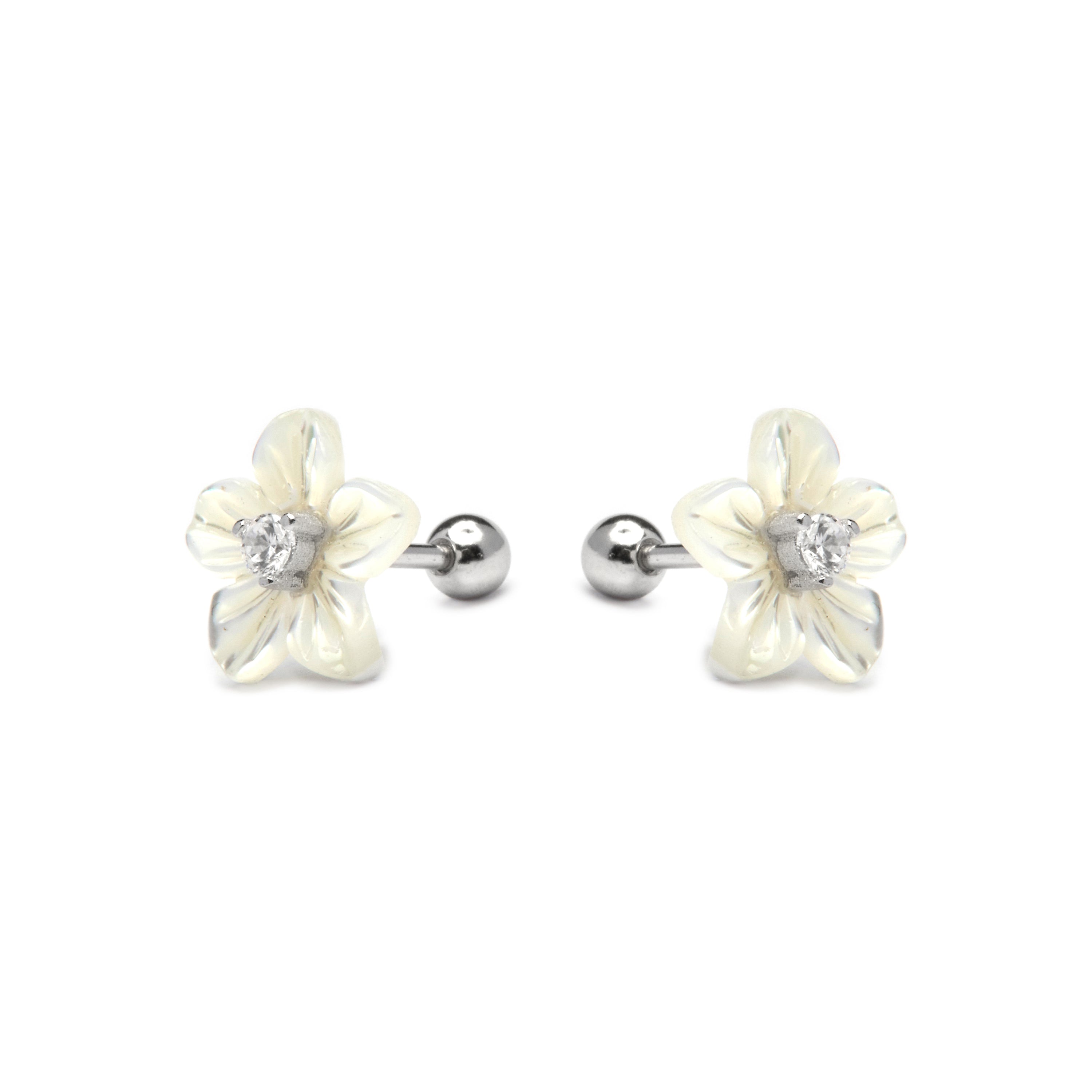 Pendientes Flor Plata De Ley 925