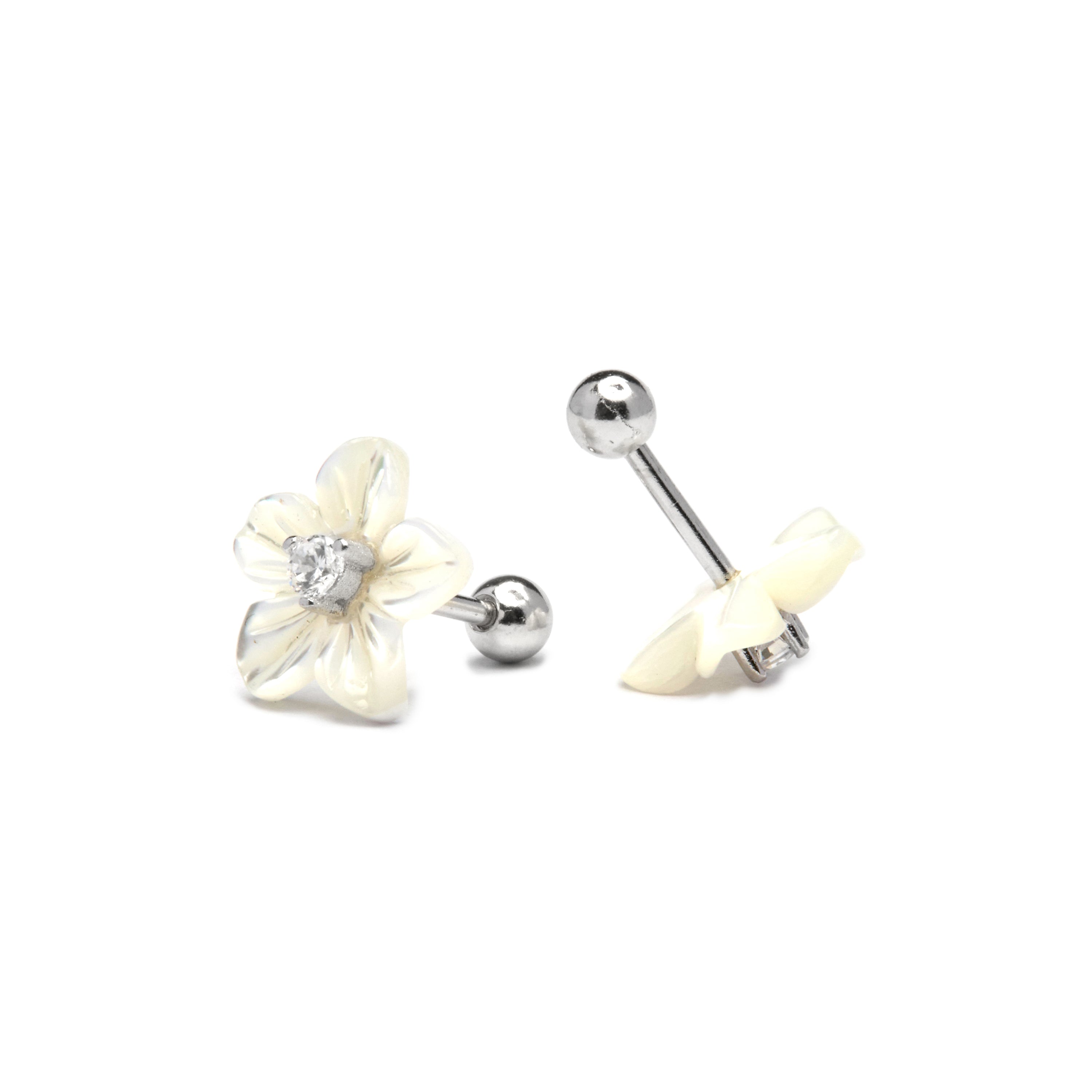 Ohrringe aus 925er Sterlingsilber mit funkelndem Zirkonia, rhodiniert - Blume
