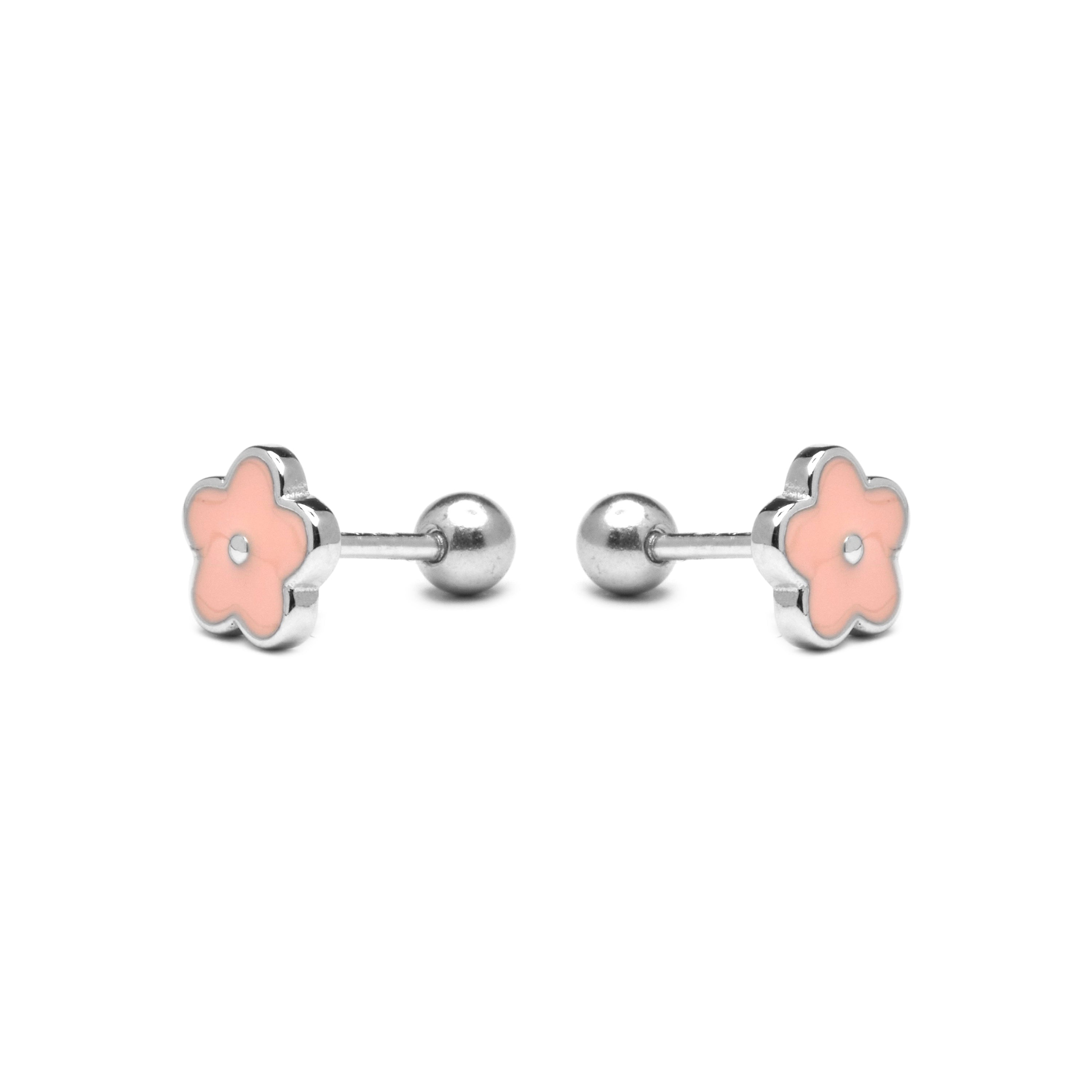 Pendientes de Plata de Ley 925 acabados en rodio - Flor