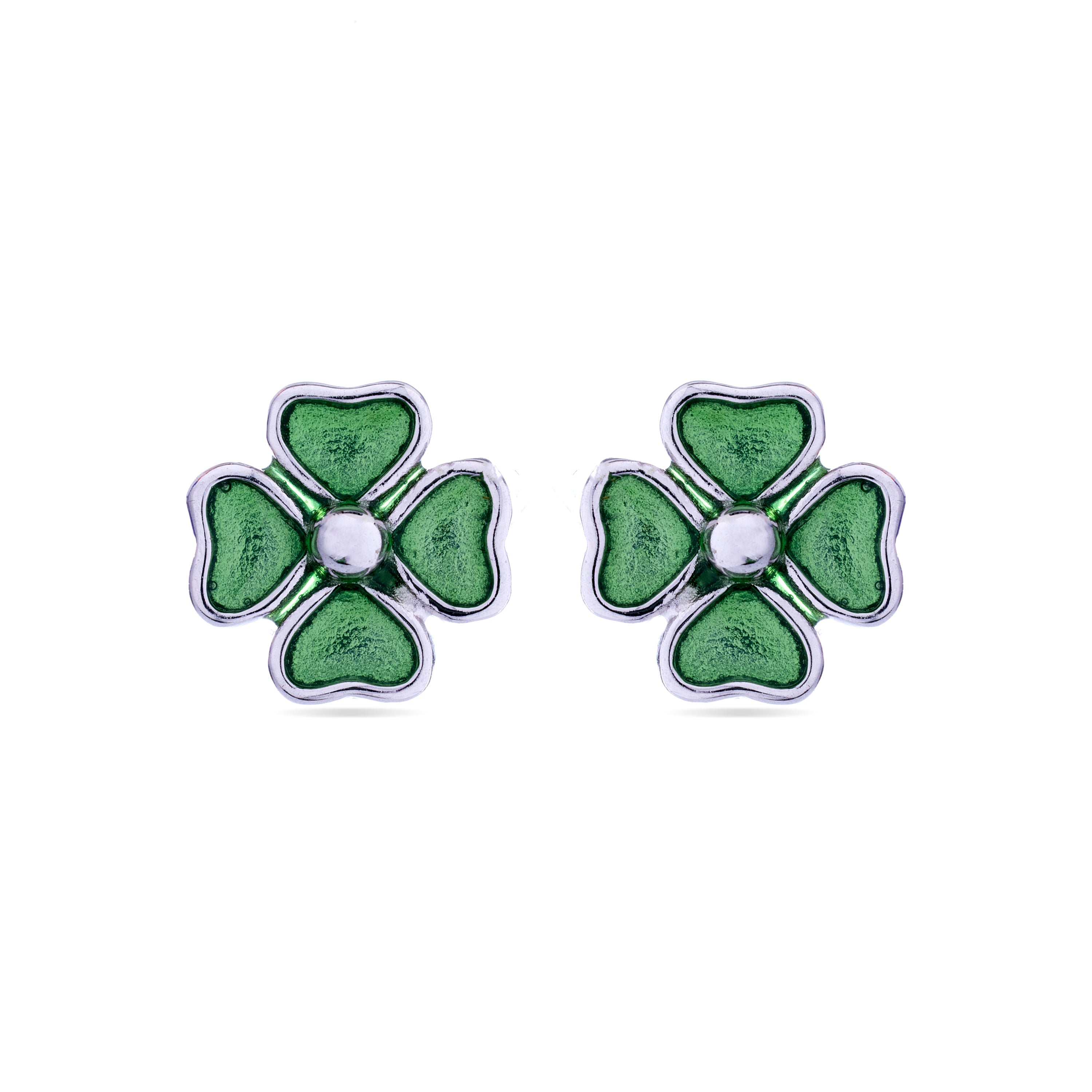 Orecchini in Argento Sterling 925 finiti in rodio - Trifoglio