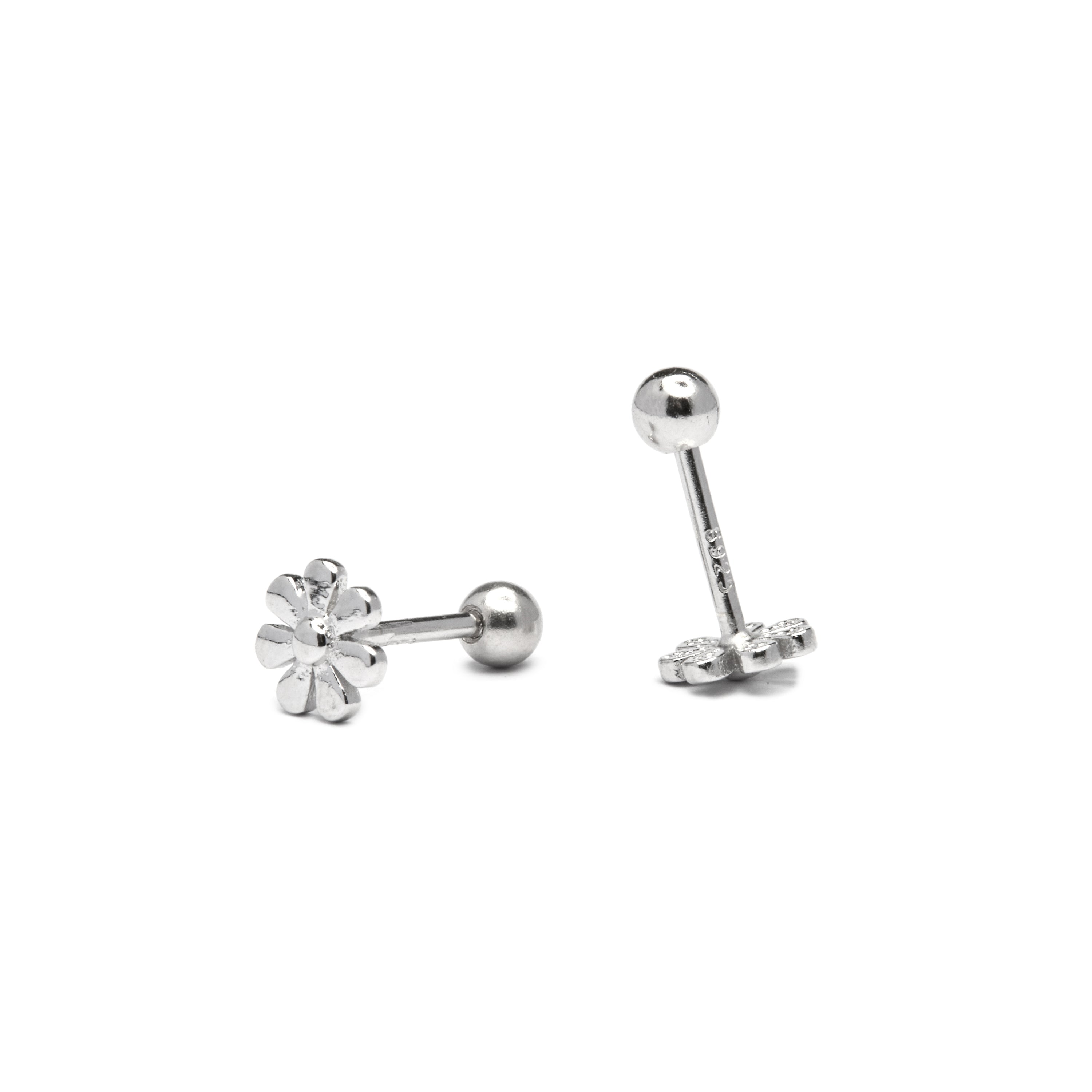 Pendientes de Plata de Ley 925 acabados en rodio - Flor