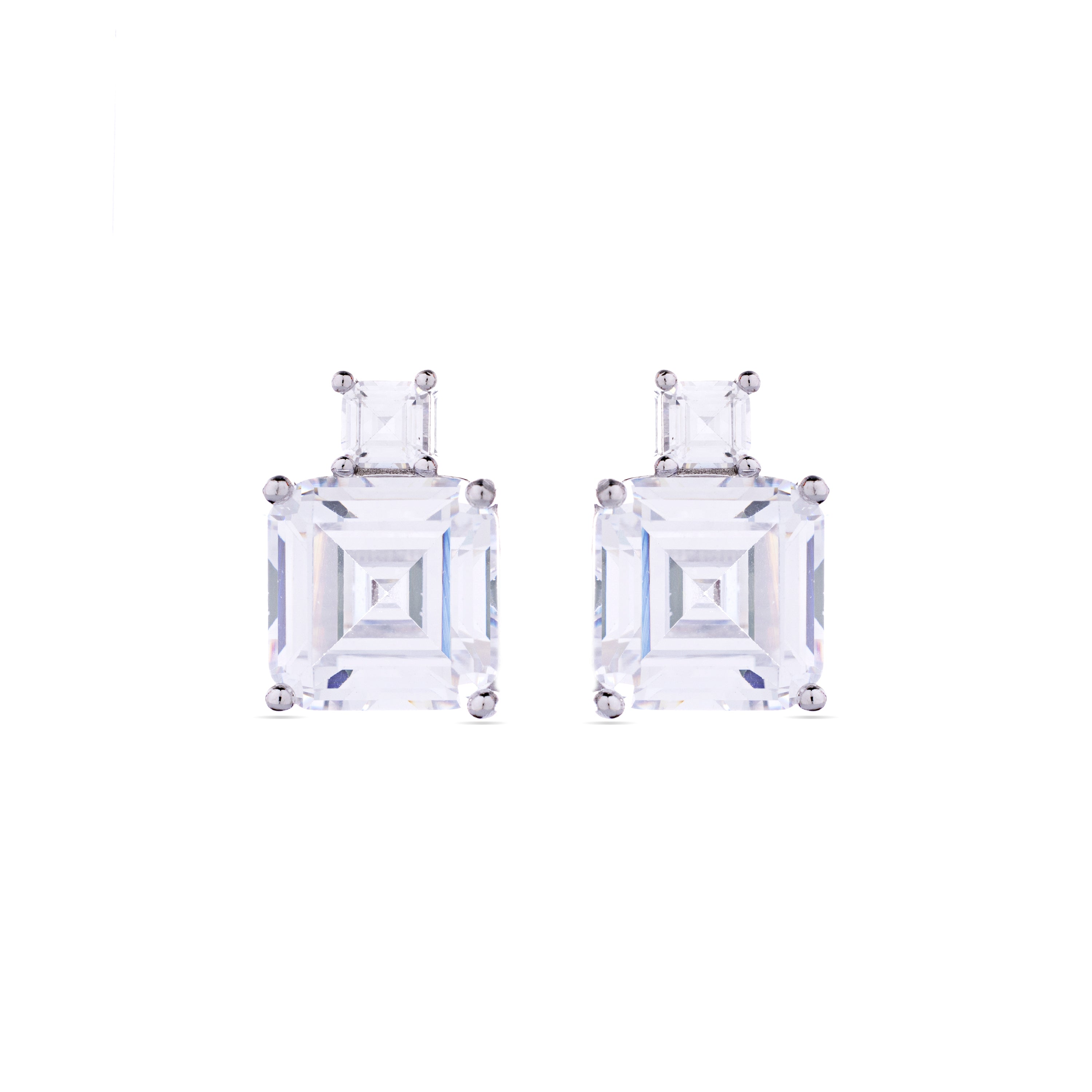 Boucles d'oreilles en argent sterling 925 avec zircon brillant finition rhodiée - Lizba