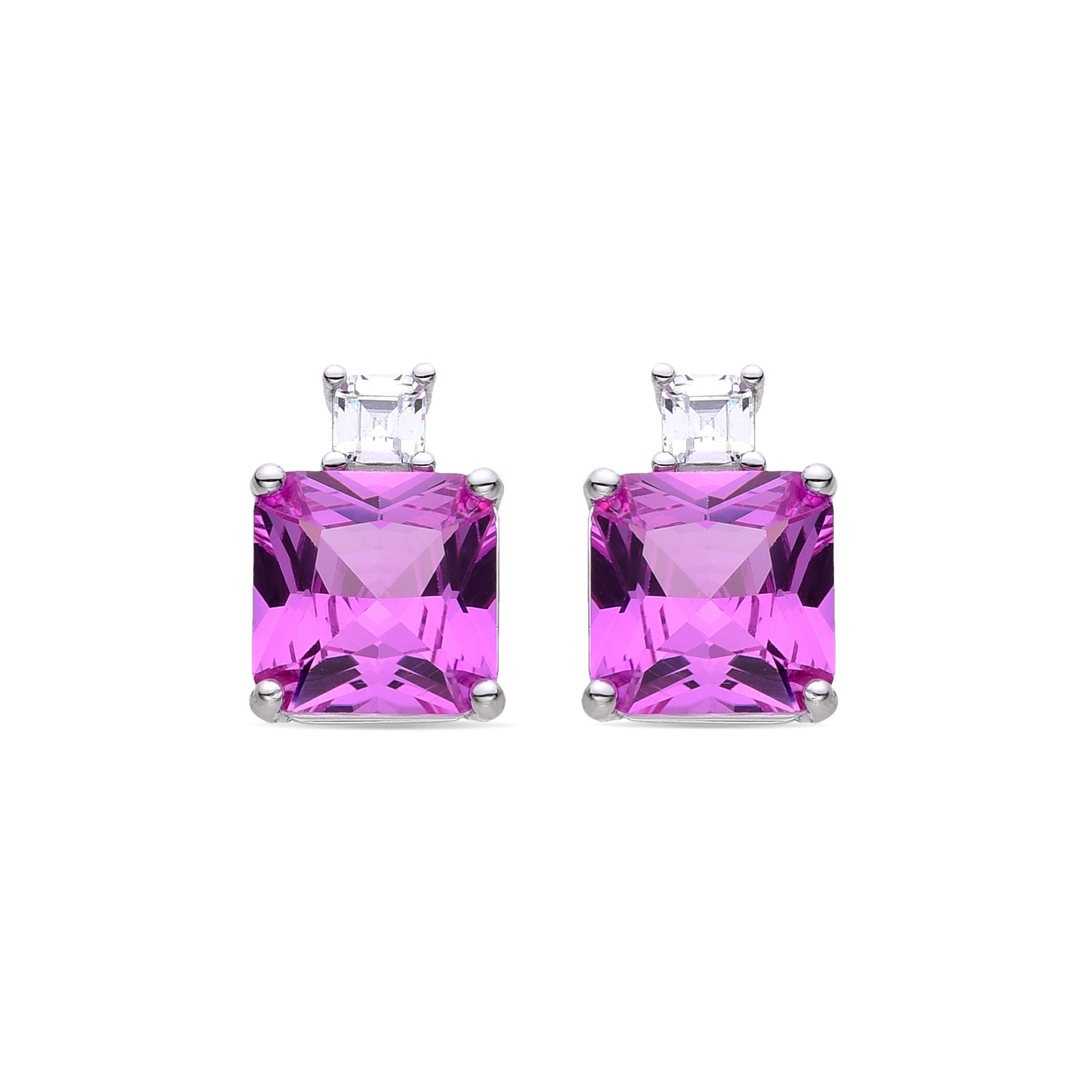 925 Sterling Silver Earrings with Ruby Zirconia finished in rhodium - Lizba