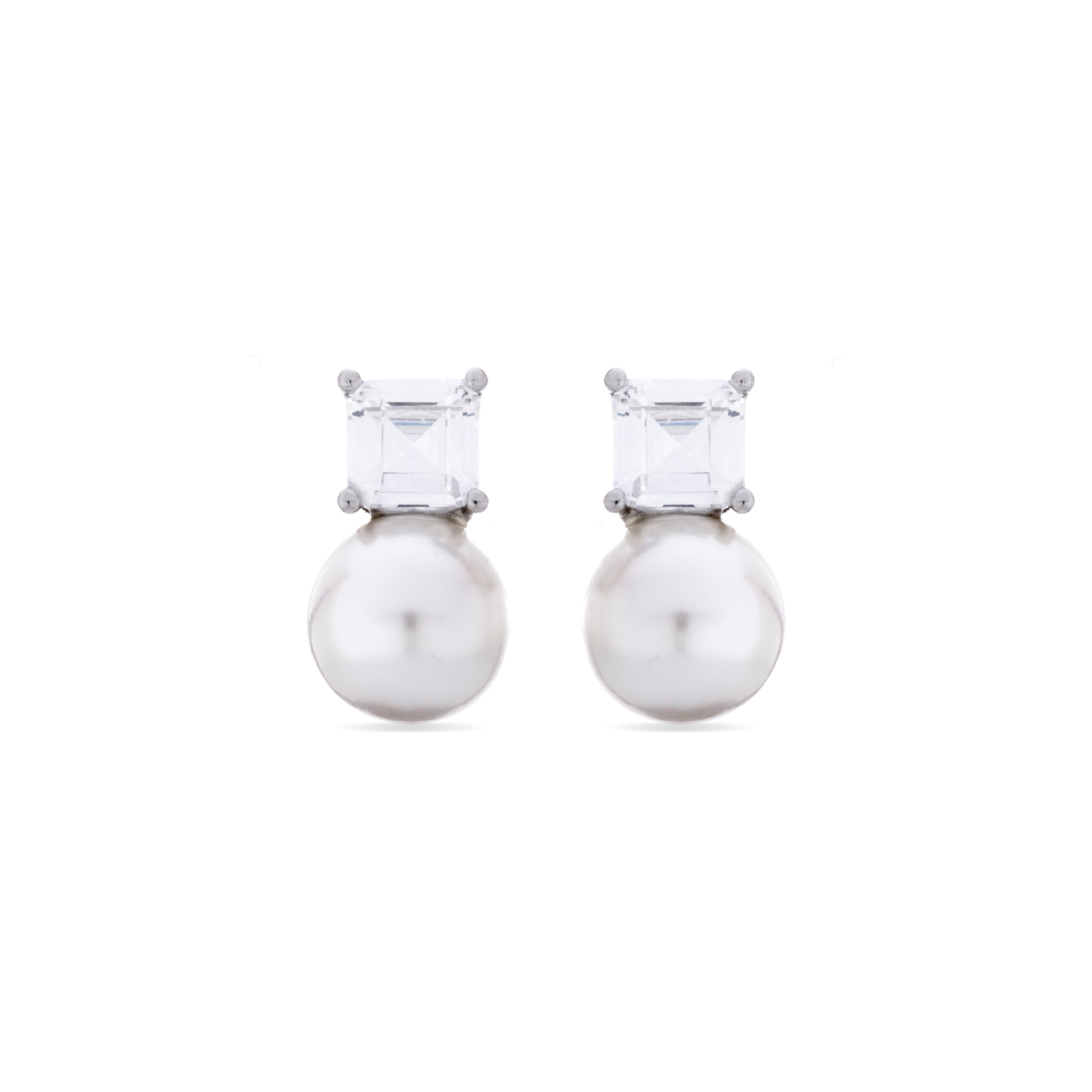 Boucles d'oreilles en argent sterling 925 avec zircon brillant finition rhodiée - Amvis