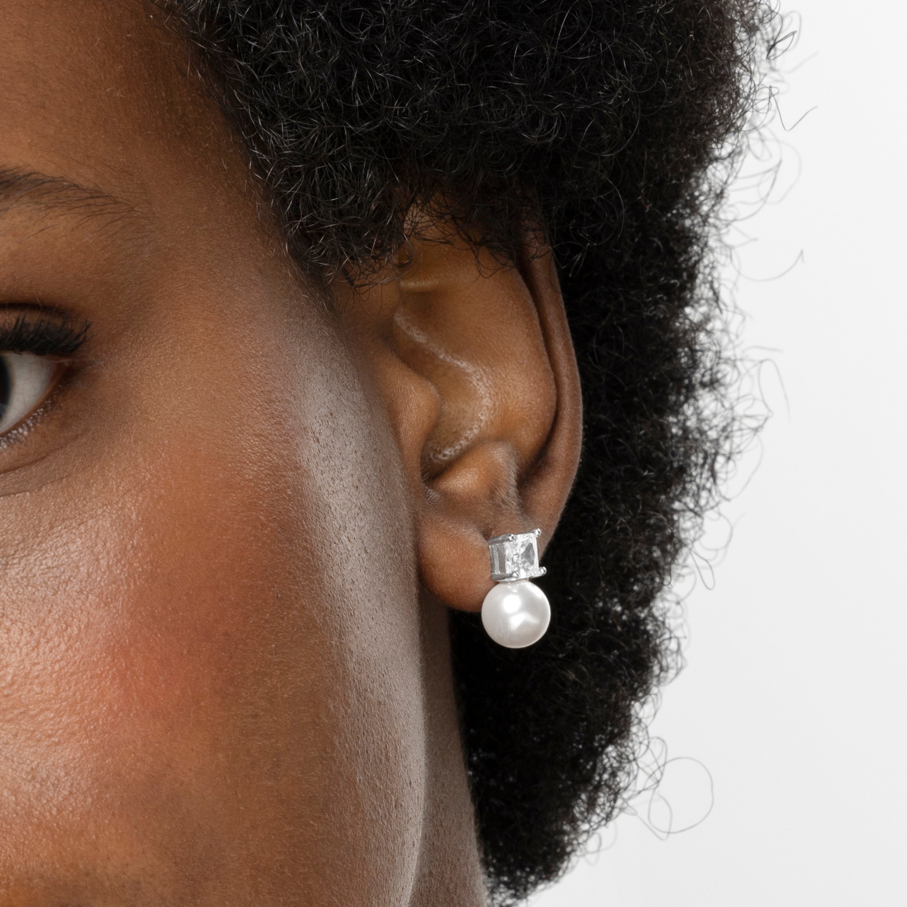 Boucles d'oreilles en argent sterling 925 avec zircon brillant finition rhodiée - Amvis