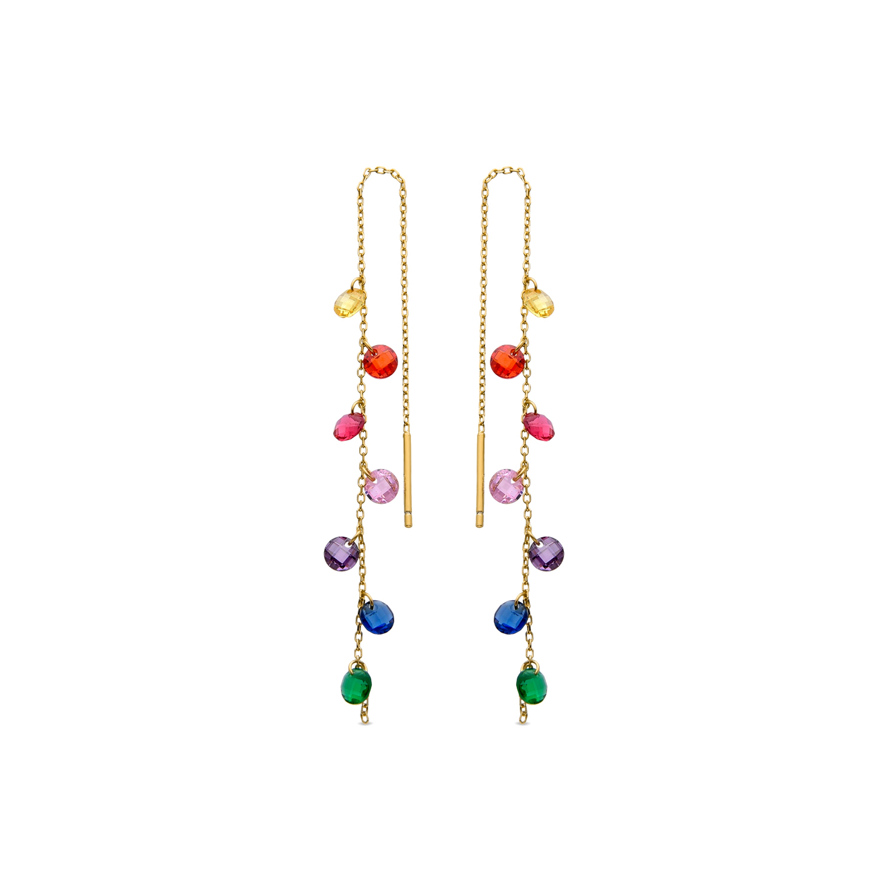 Ohrringe aus 925er Sterlingsilber mit mehrfarbigen Zirkonia, vergoldet mit 18K Gelbgold - Melne