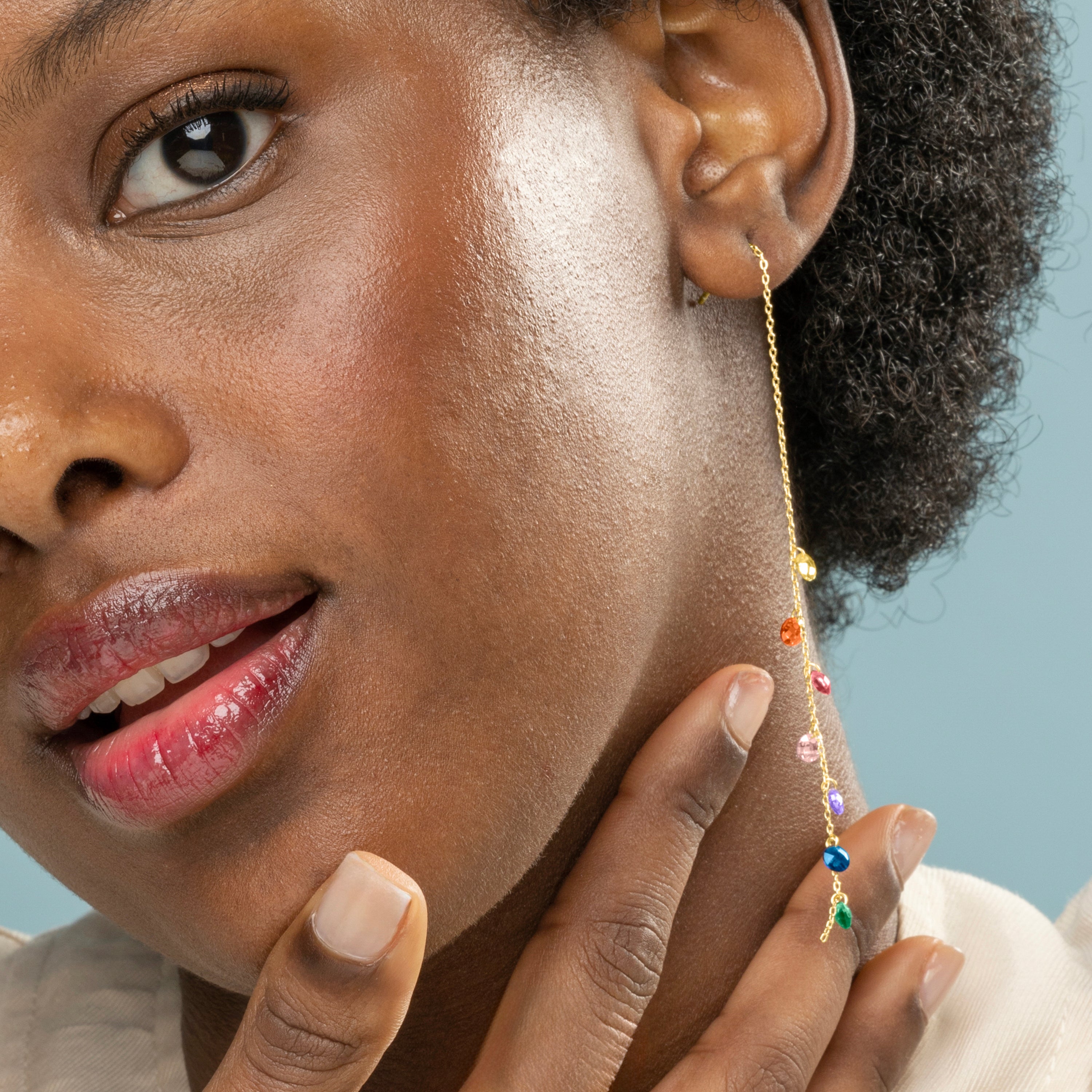 Brincos de Prata de Lei 925 com Zircónia Multicolor acabados em ouro amarelo 18K - Melne