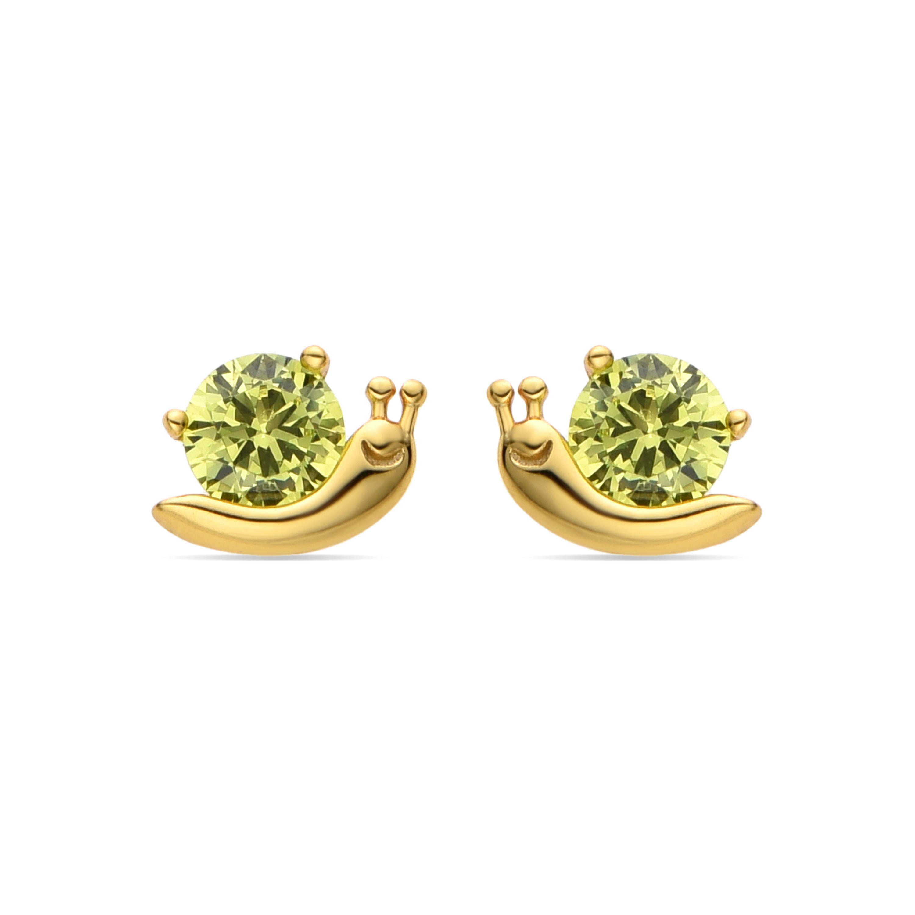 Pendientes de Plata de Ley 925 y Circonita Verde acabados en oro amarillo 18K - Aysma