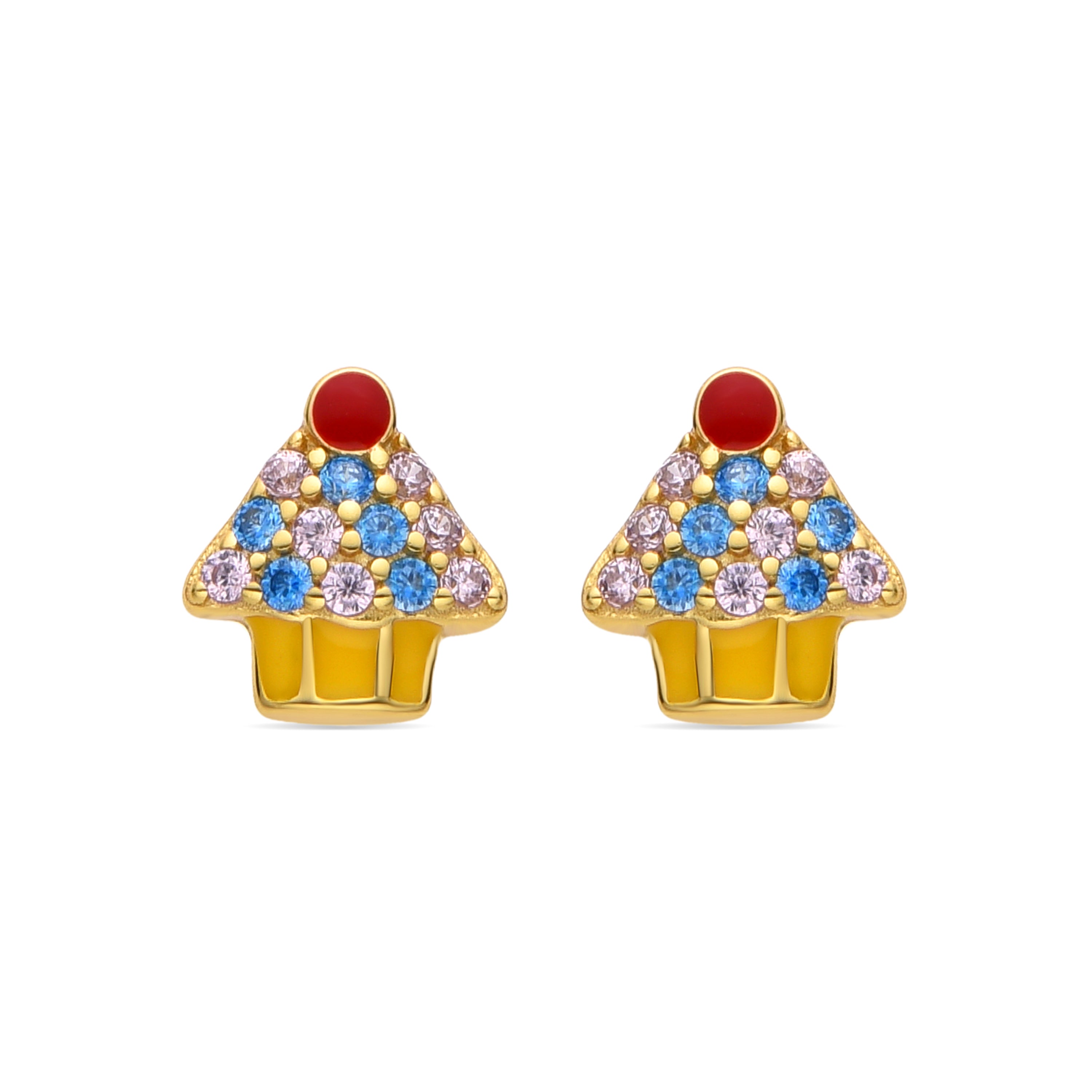 Brincos de Prata de Lei 925 e Zircónia Multicolor acabados em ouro amarelo 18K - Jawto