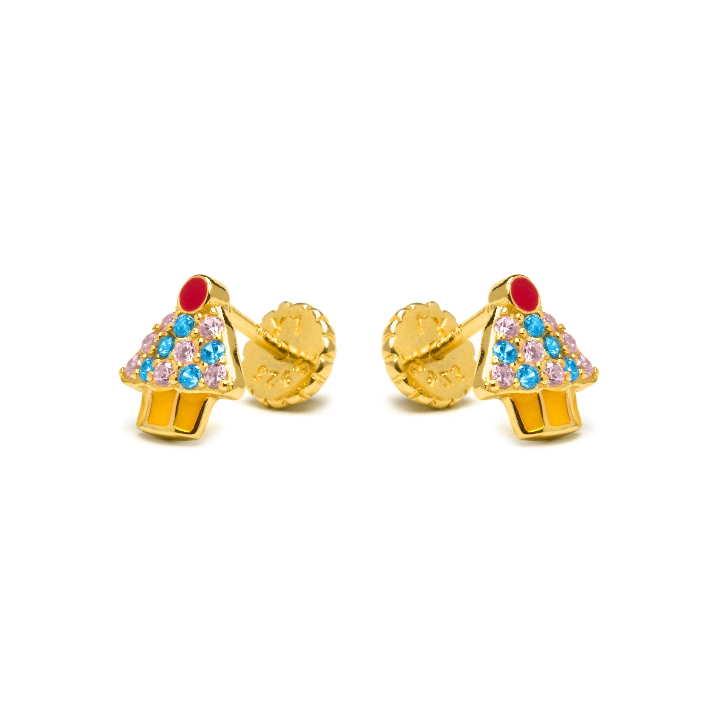 Brincos de Prata de Lei 925 e Zircónia Multicolor acabados em ouro amarelo 18K - Jawto