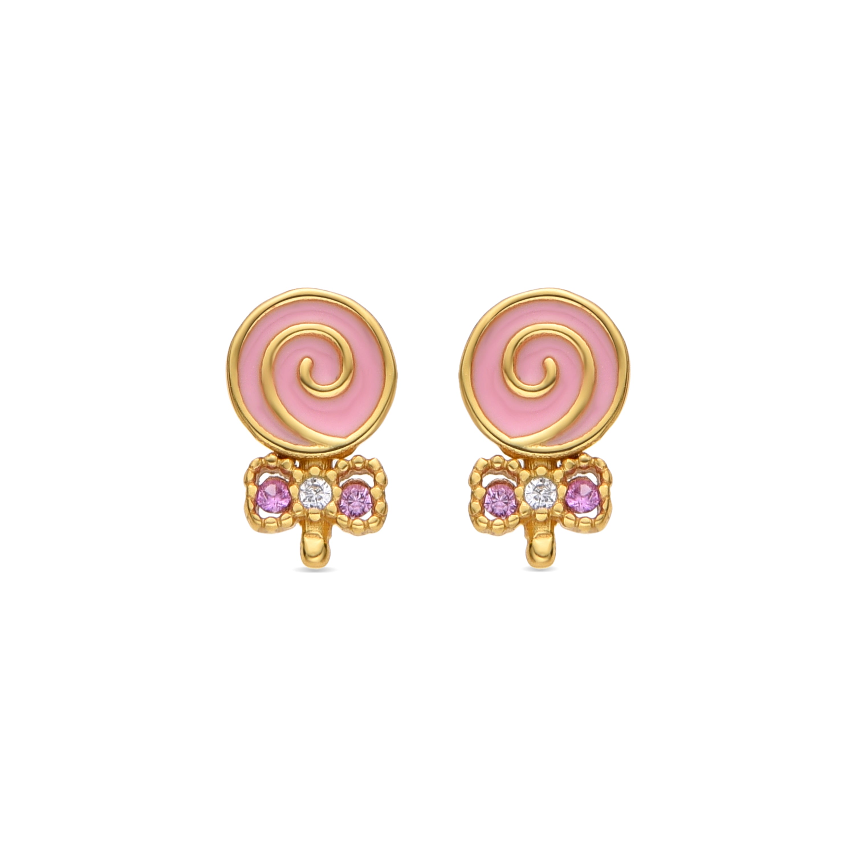 Orecchini in Argento Sterling 925 e Zirconia Rosa finiti in oro giallo 18K - Aku