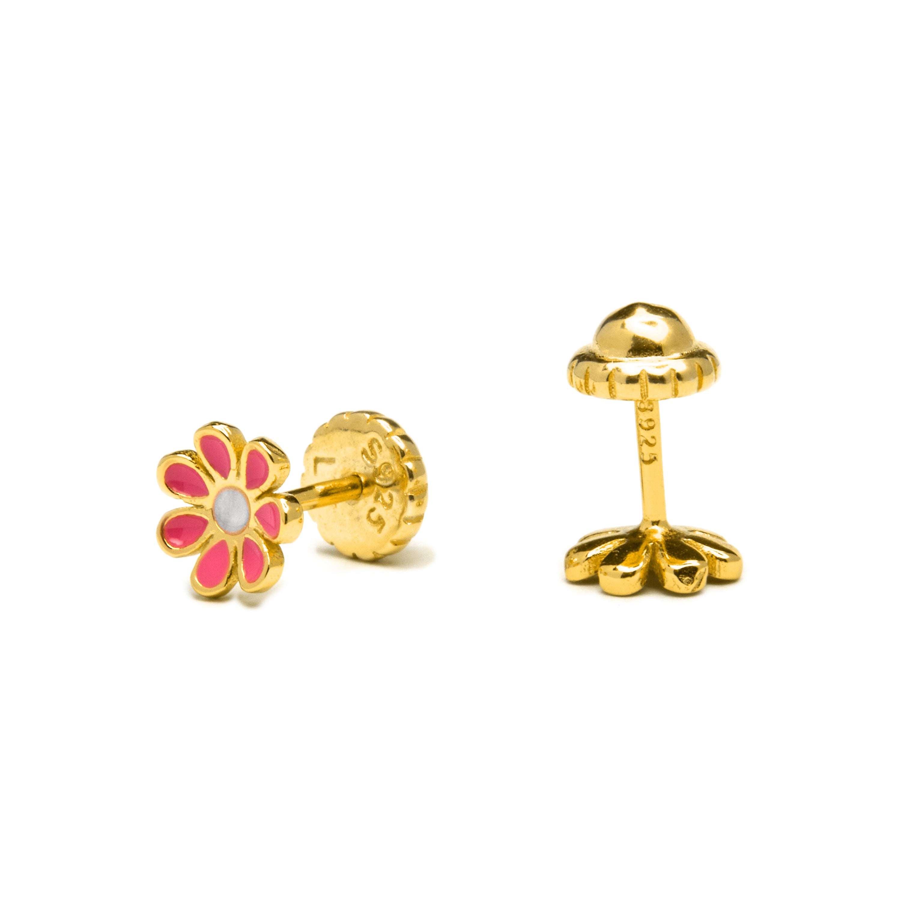 Boucles d'oreilles en argent sterling 925 finition or jaune 18K - Kacel