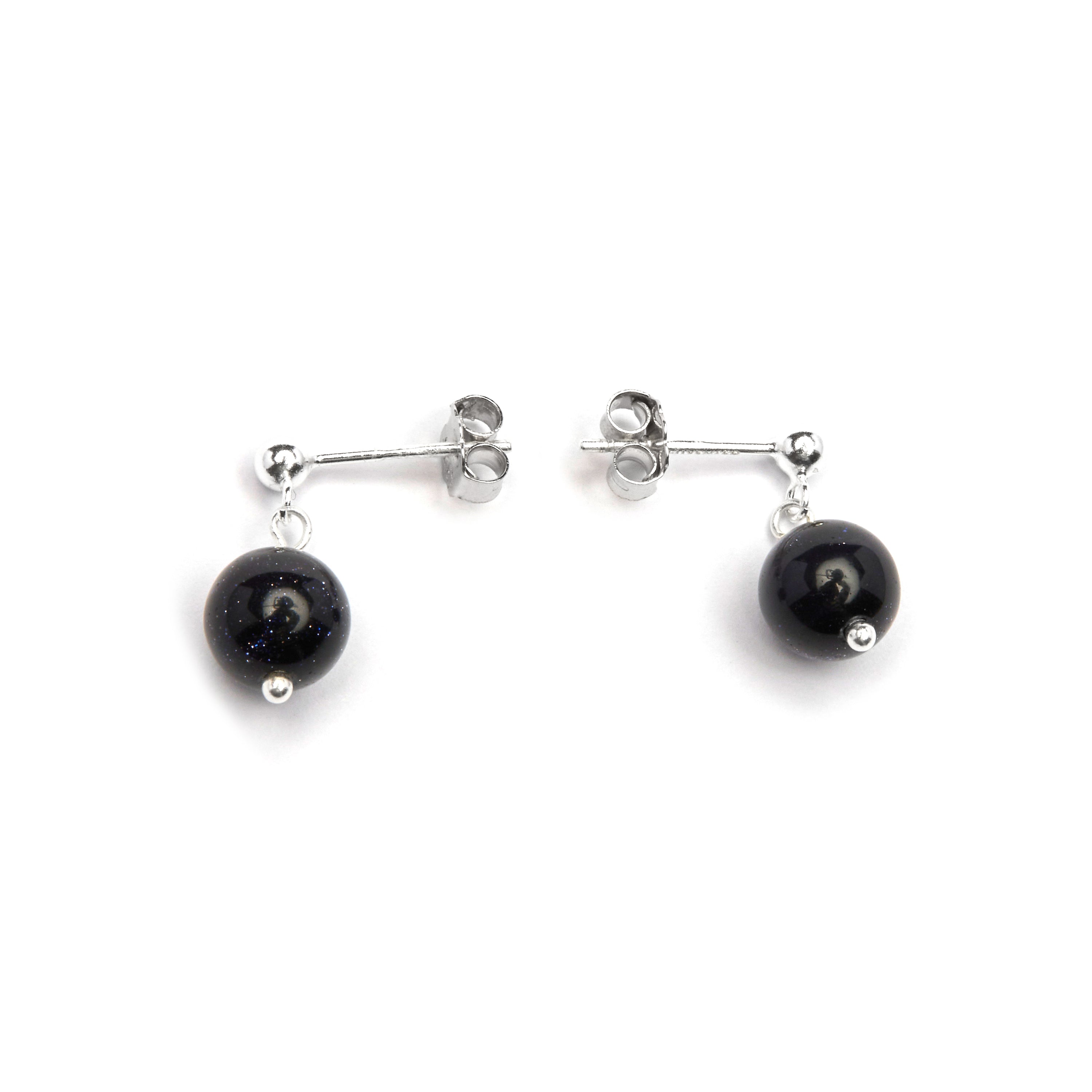 Boucles d'oreilles en argent sterling 925 avec onyx finition rhodium - Coleki