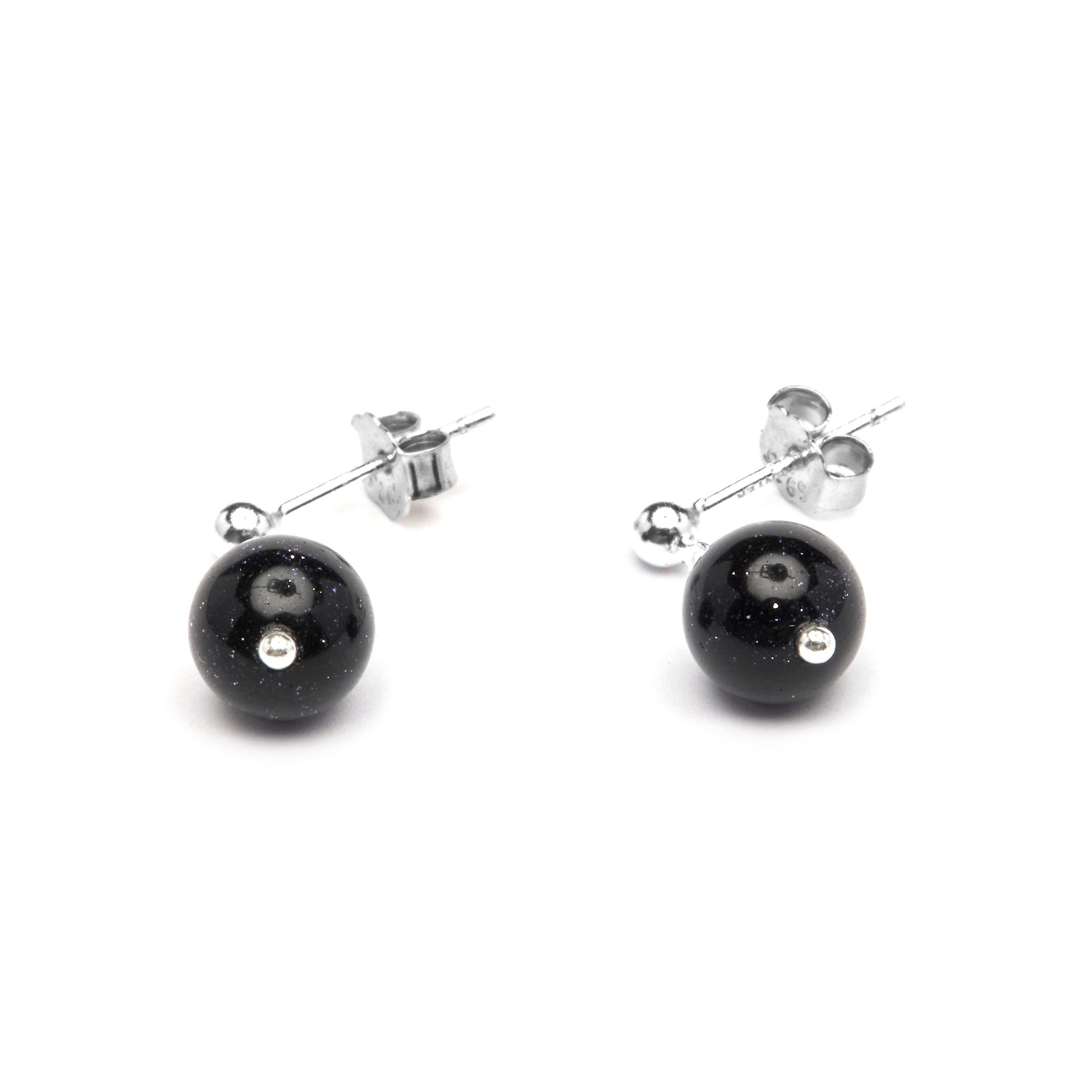 Boucles d'oreilles en argent sterling 925 avec onyx finition rhodium - Coleki