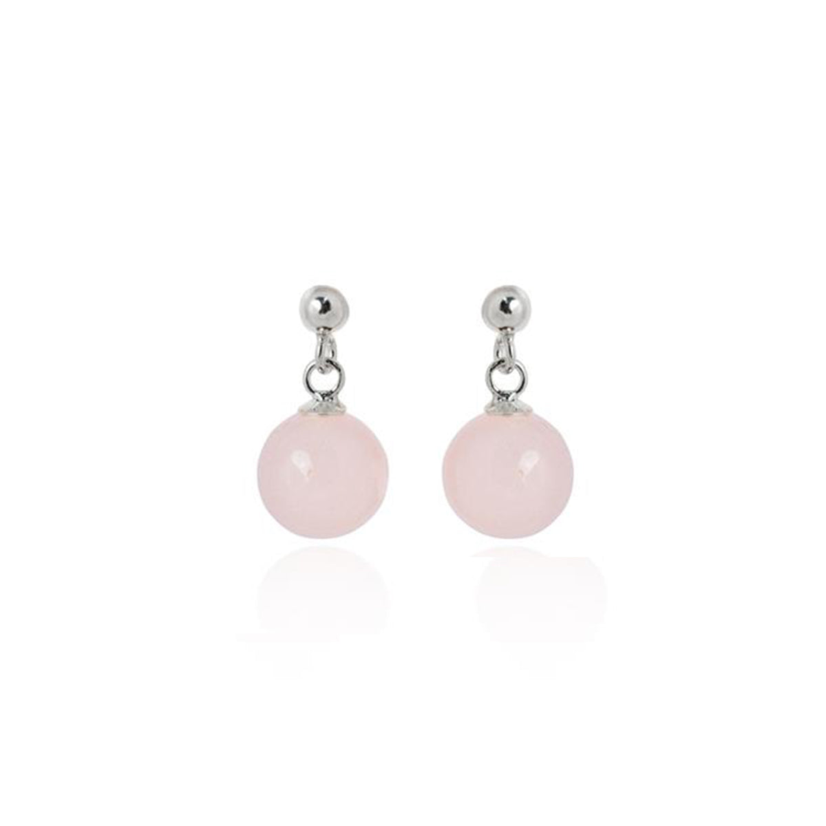 Brincos de Prata de Lei 925 com Quartzo Rosa acabados em ródio - Coleki
