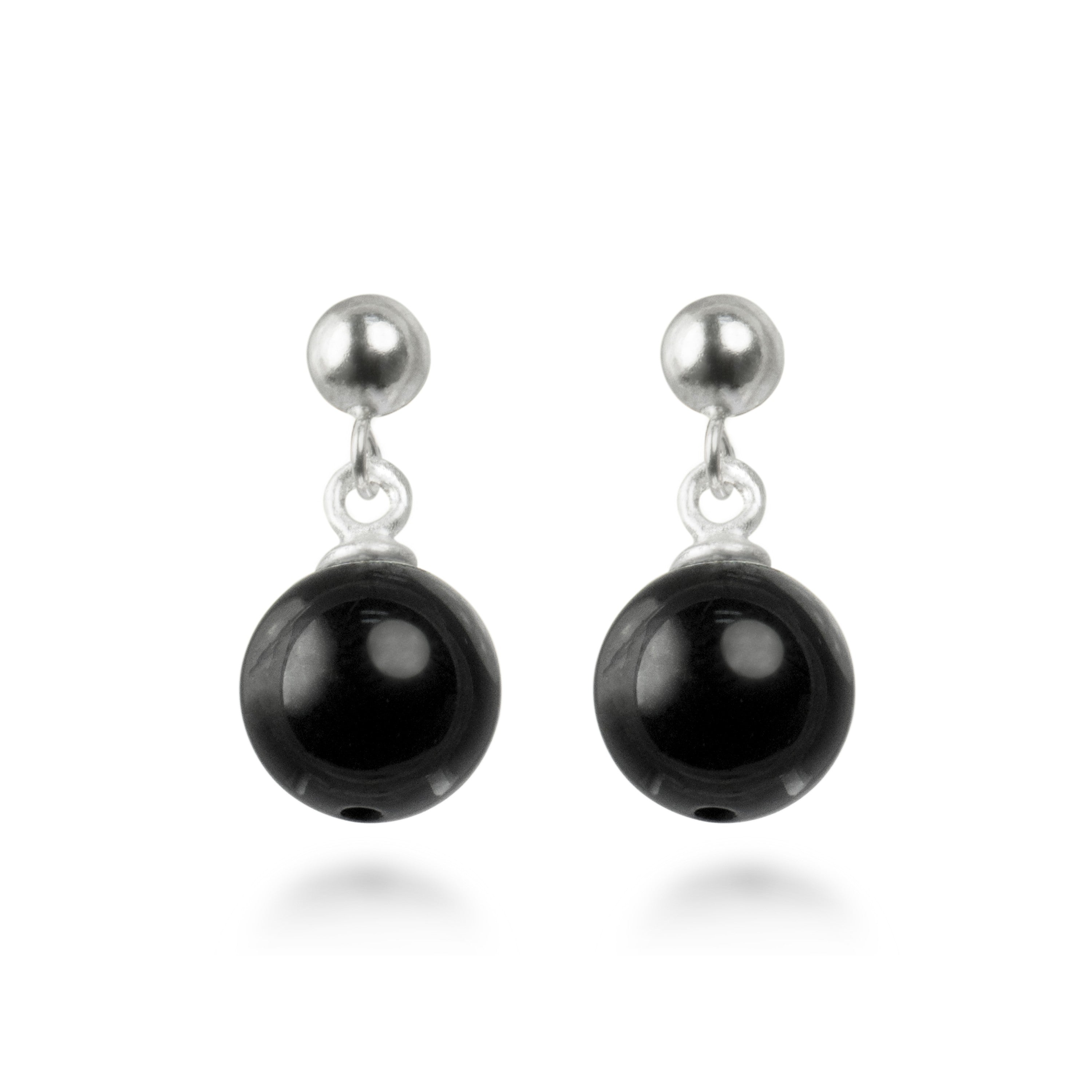 Boucles d'oreilles en argent sterling 925 avec quartz hydrothermal onyx finition rhodium - Coleki