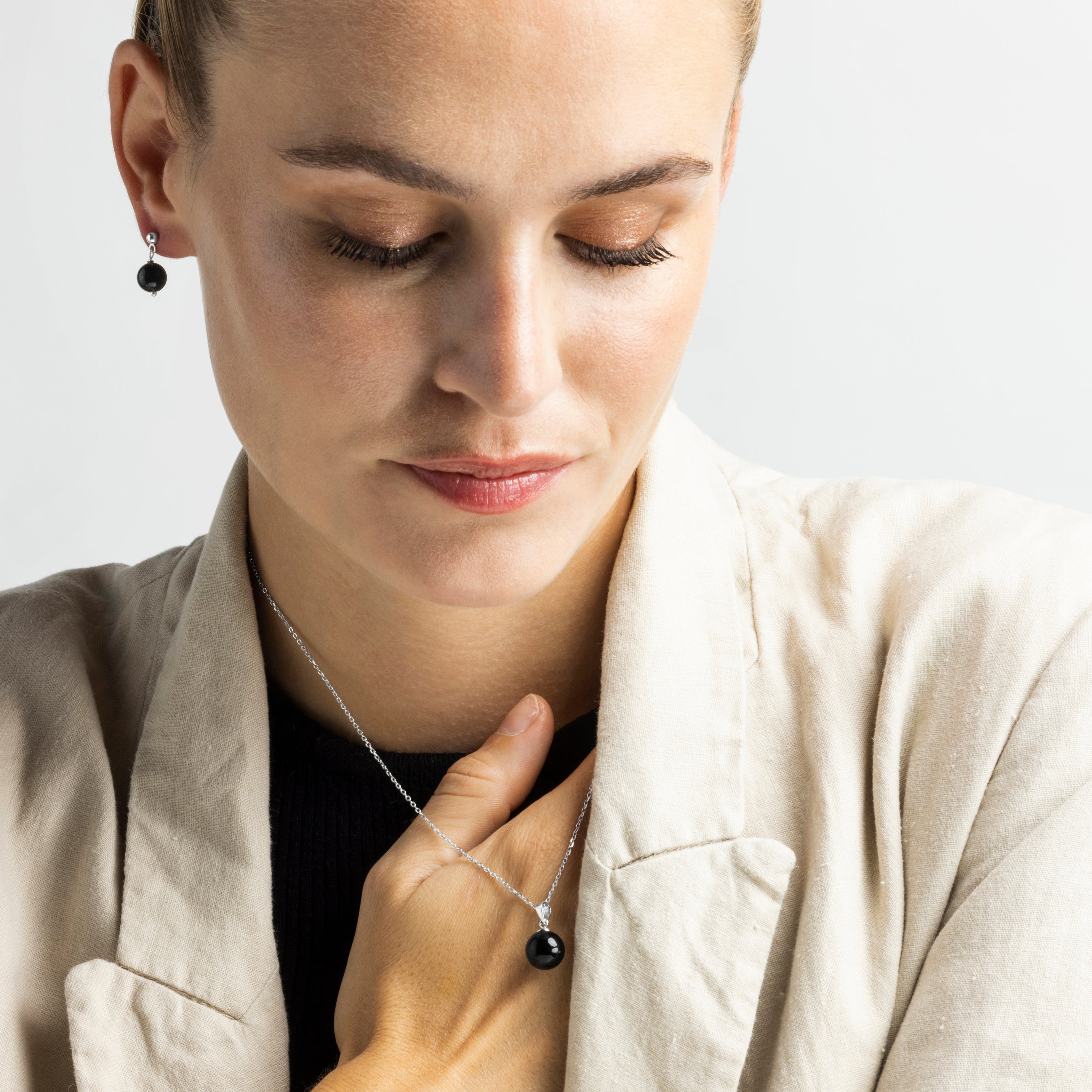 Orecchini in Argento Sterling 925 con Quarzo Iidrotermale Onice rifiniti in rodio - Coleki