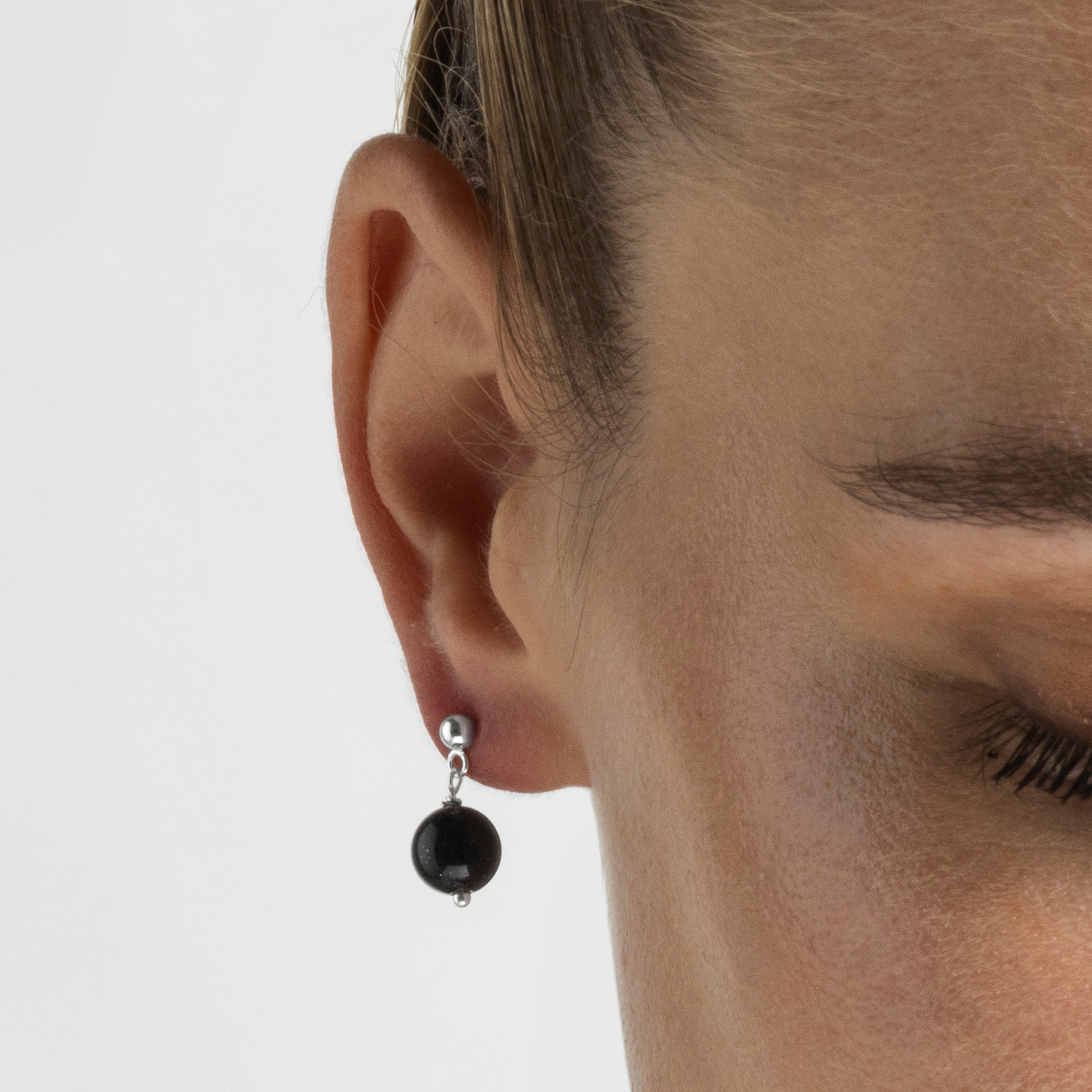 Boucles d'oreilles en argent sterling 925 avec quartz hydrothermal onyx finition rhodium - Coleki