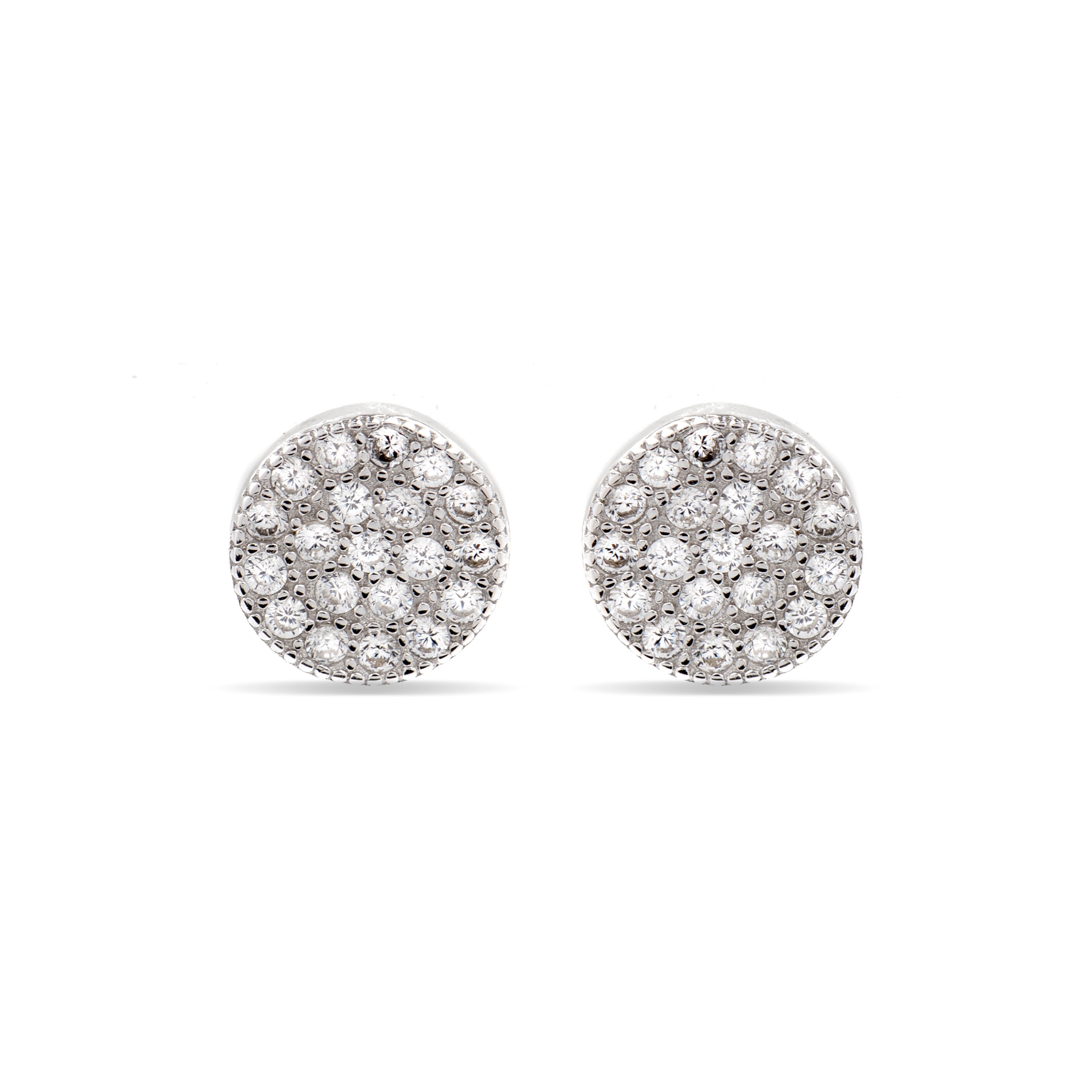 925 Sterling Silver Earrings with Brilliant Zirconia finished in Rhodium - Zasa
