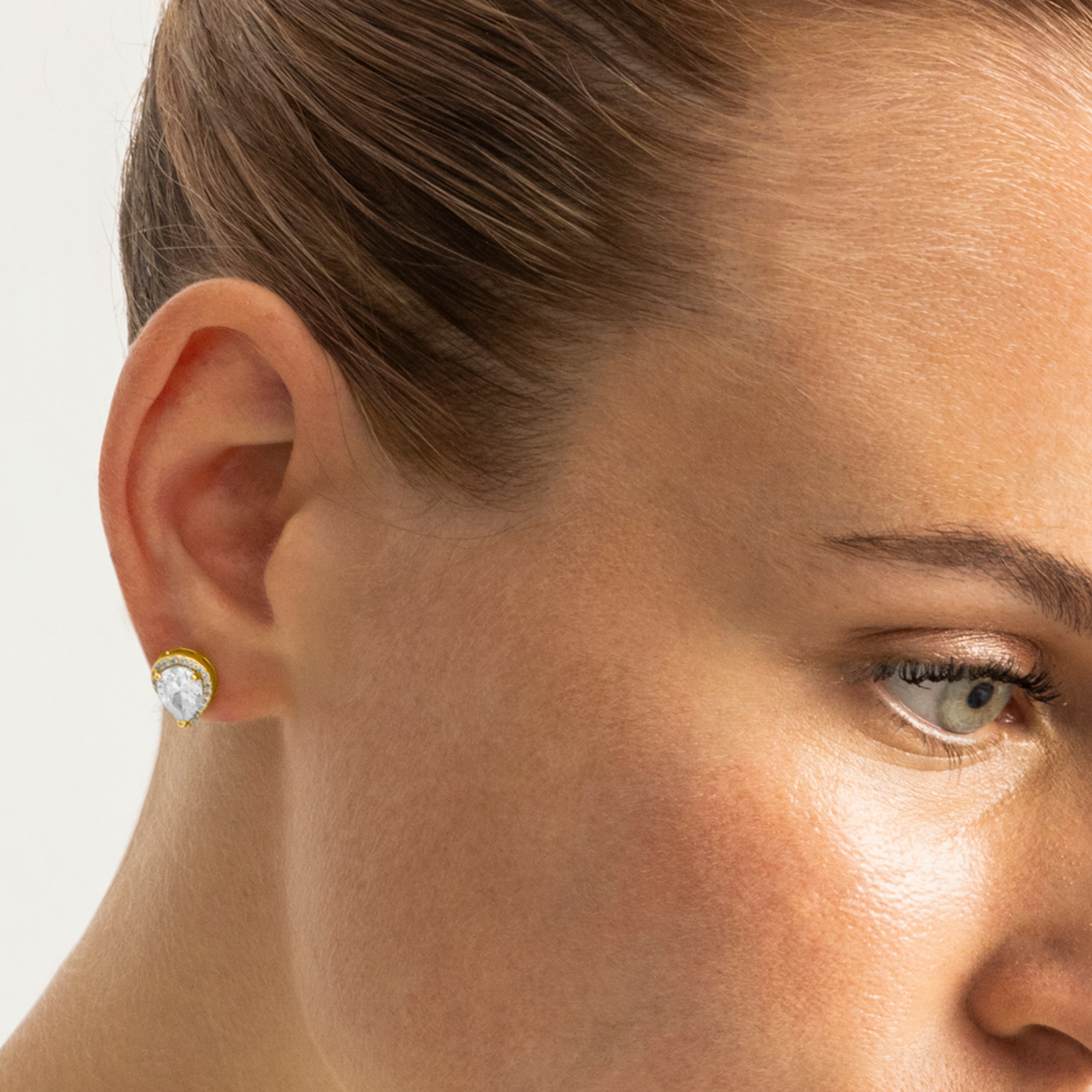 Orecchini in Argento Sterling 925 con Zirconia Brillante finiti in oro giallo 18K - Theli