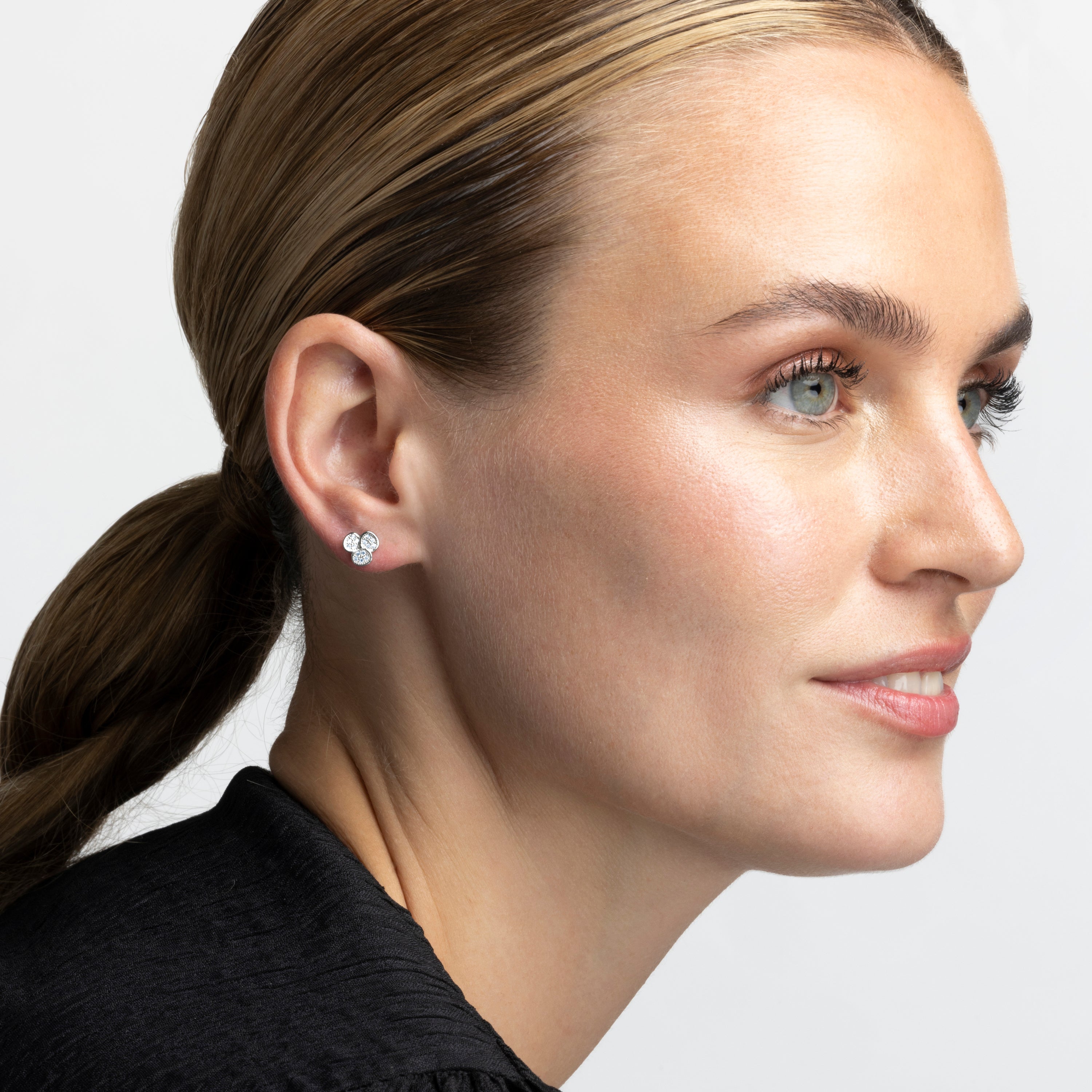 Boucles d'oreilles en argent sterling 925 avec zircon brillant finition rhodiée - Dagger