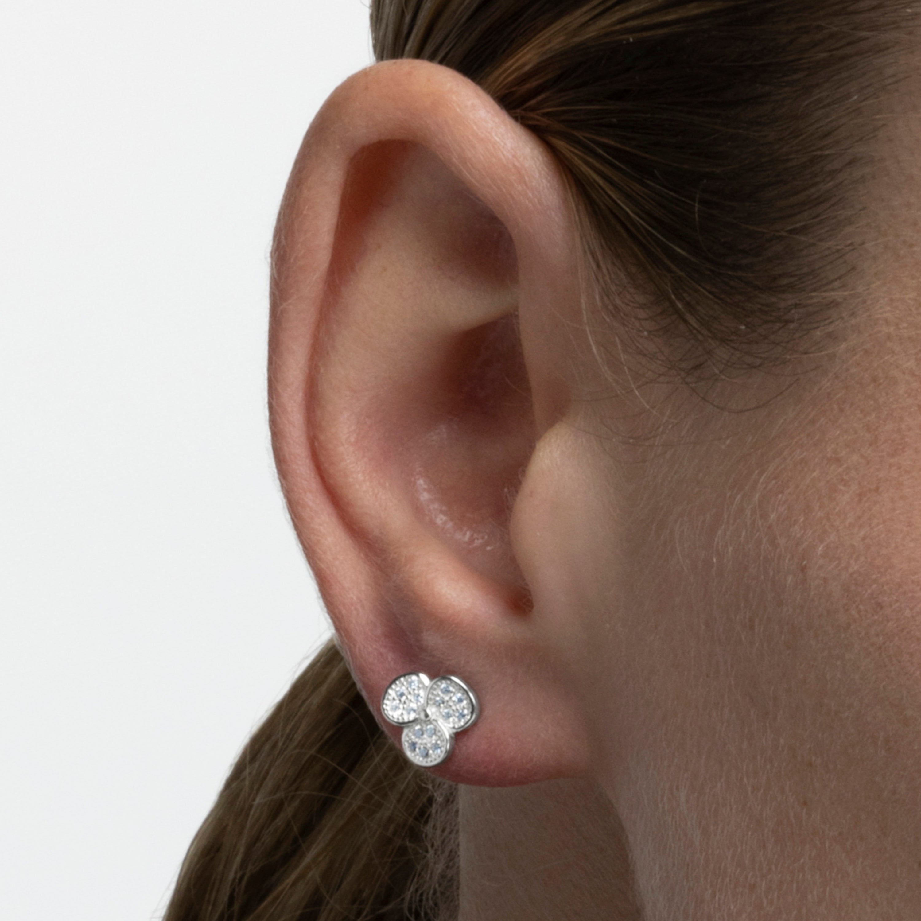 Boucles d'oreilles en argent sterling 925 avec zircon brillant finition rhodiée - Dagger