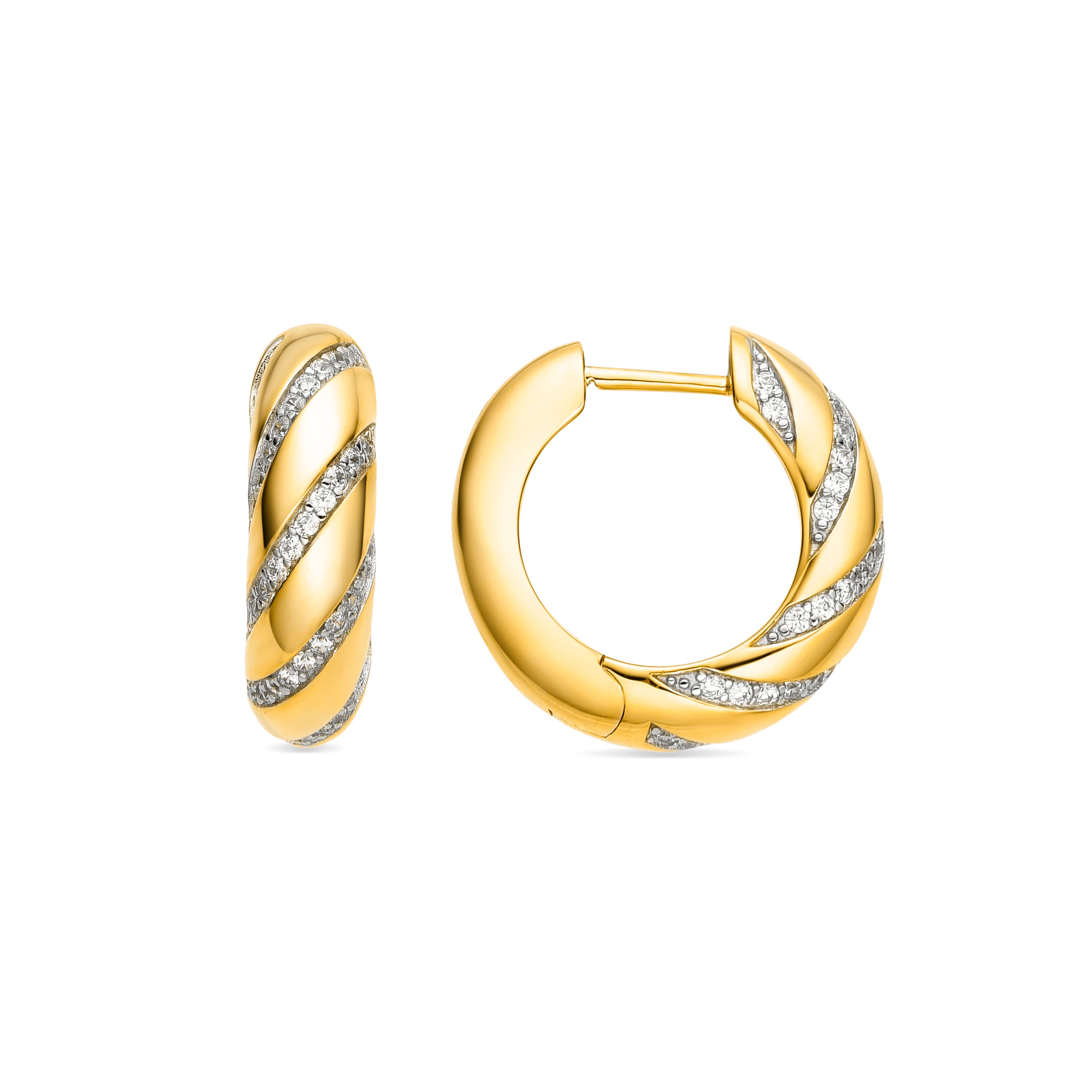 Boucles d'oreilles en argent sterling 925 et zircon brillant finition or 18k - Vikai