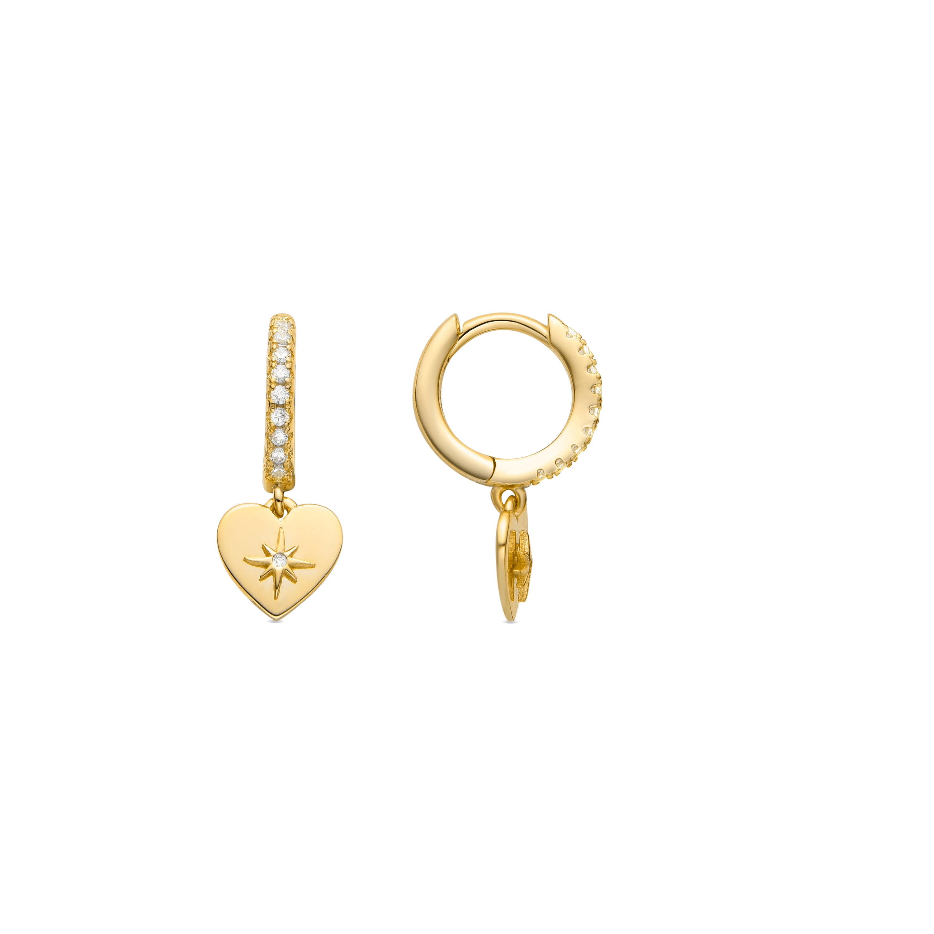 Ohrringe aus 925er Sterlingsilber und glänzenden Zirkonia mit 18k Goldfinish - Saita