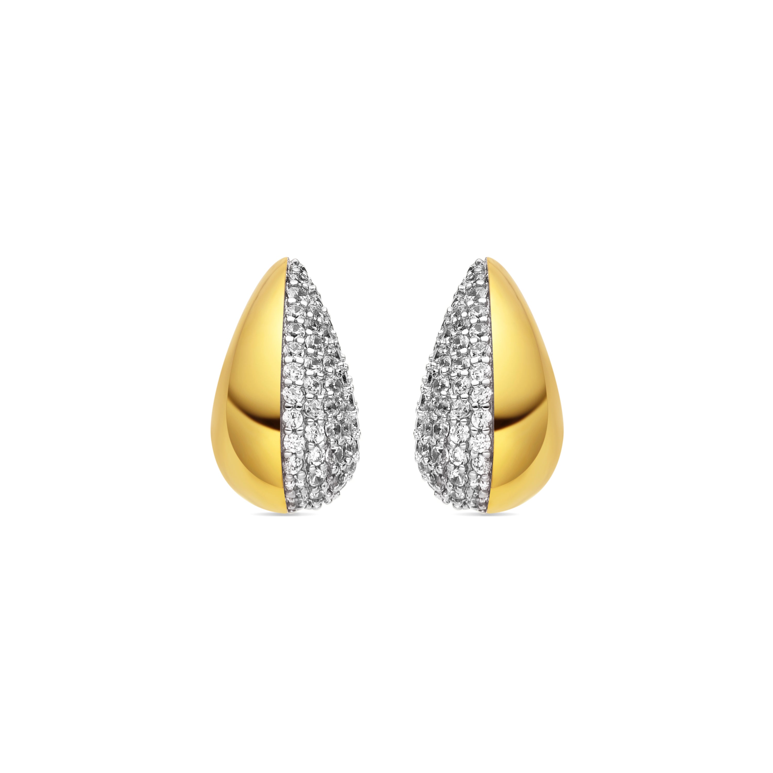 Brincos de Prata de Lei 925 e Zircónia Brilhante acabamento ouro 18k - Nirdo