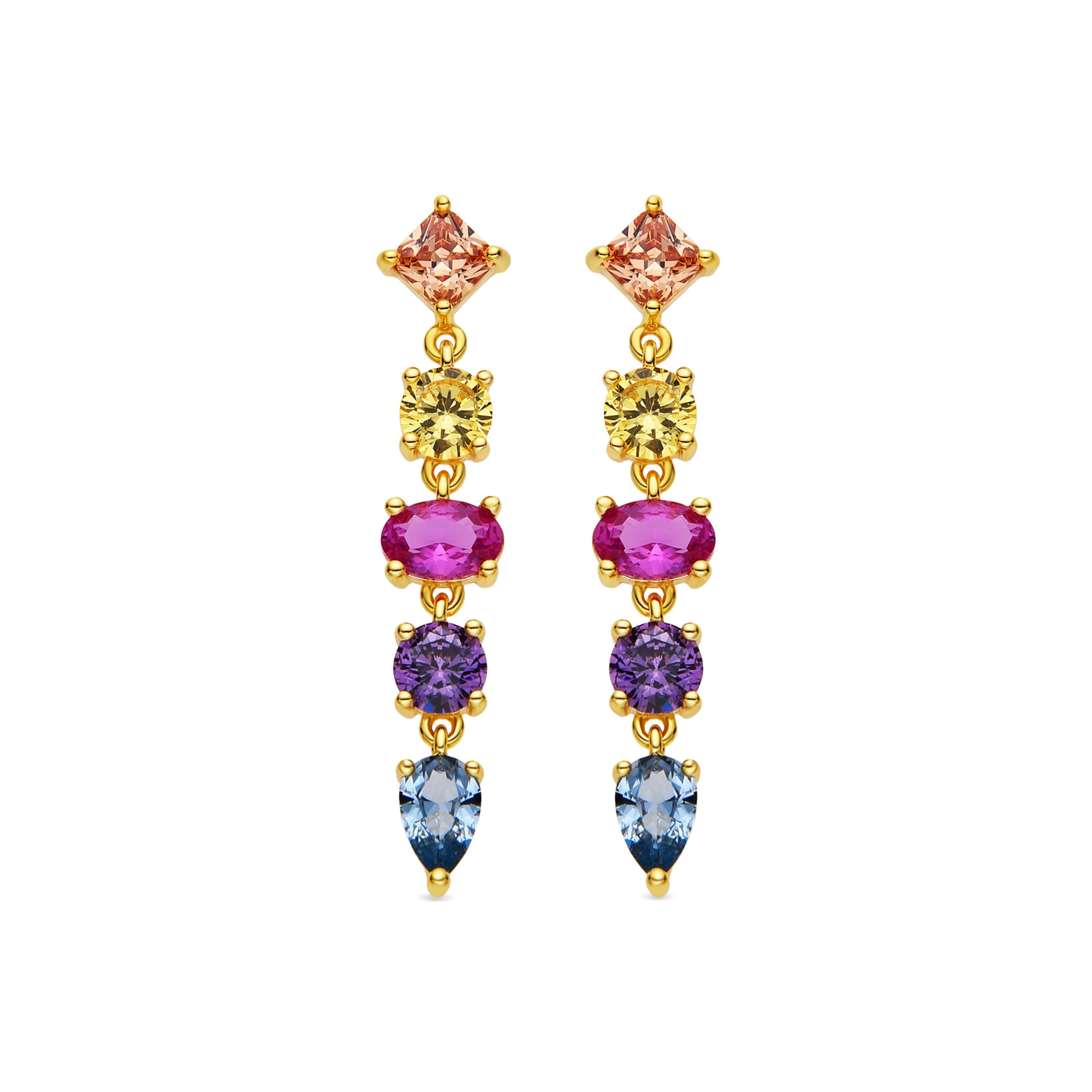 Orecchini in Argento Sterling 925 e Zirconia Multicolore finitura oro 18k - Narxo