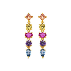 Pendientes de Plata de Ley 925 y Circonita Multicolor acabado oro 18k - Narxo