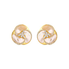 Boucles d'oreilles en argent sterling 925 et nacre blanche finition or 18k - Huawi